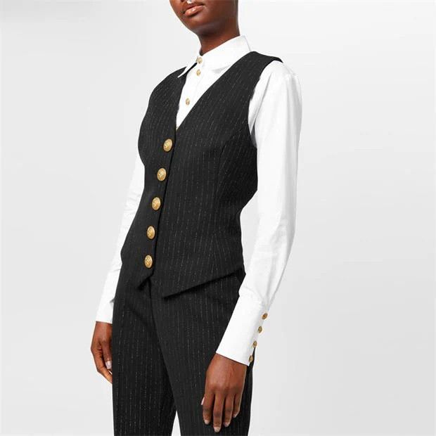 Balmain o1g2r1mq0924 Stripe Vest in Noir Size L / US 10 / IT 46 - 5 Thumbnail