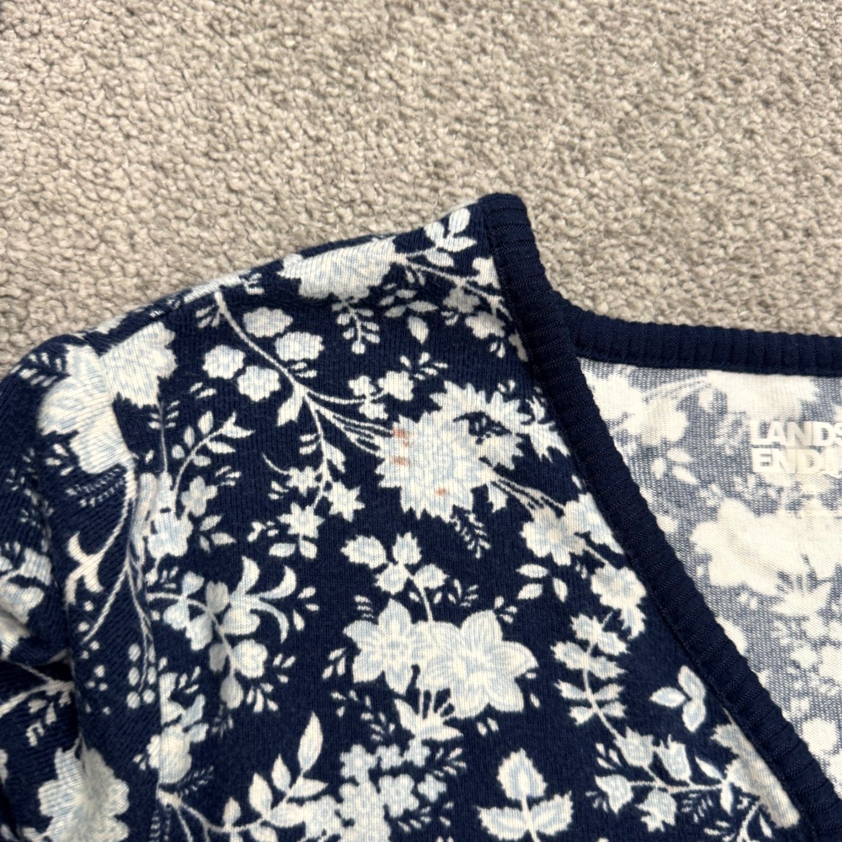 Lands' End VINTAGE Land's End Nightgown V-Neck Sleepwear Dress Womens XS Navy Blue White Floral Size XS / US 0-2 / IT 36-38 - 4 Thumbnail
