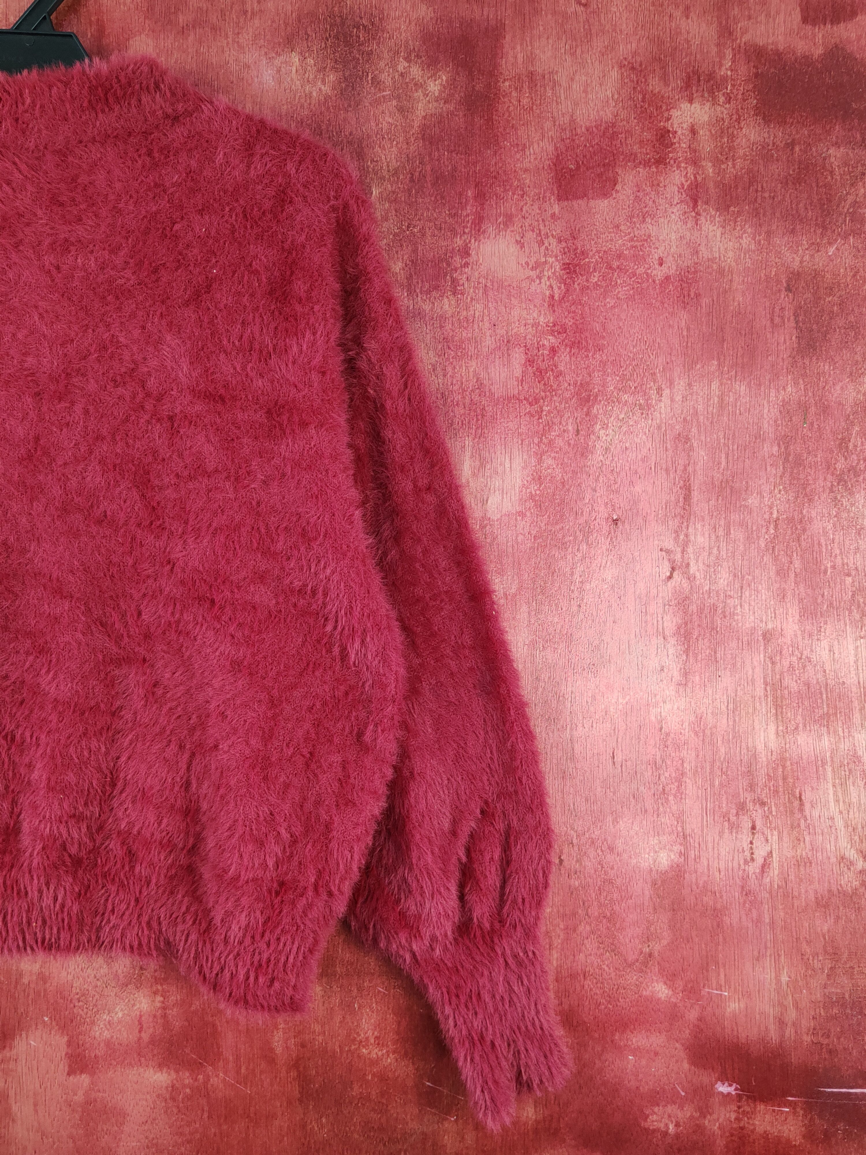 Homespun Knitwear Earth Music & Ecology Maroon Fur Mohair Knitwear #S2078 Size US M / EU 48-50 / 2 - 9 Thumbnail