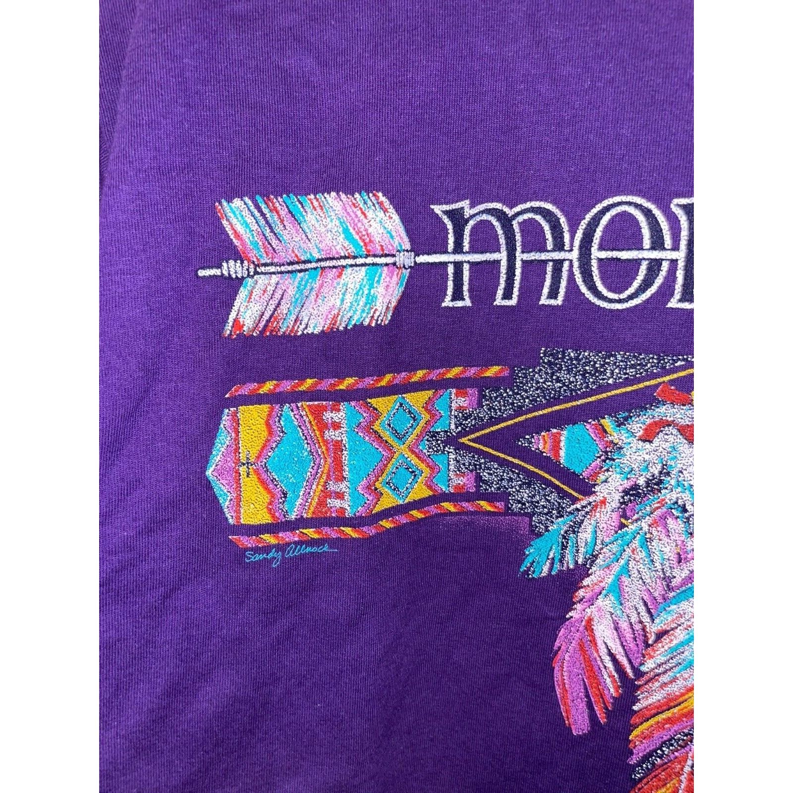 Jerzees Vintage Montana Native American Shirt Tee Feather 90s Large Size US L / EU 52-54 / 3 - 3 Thumbnail