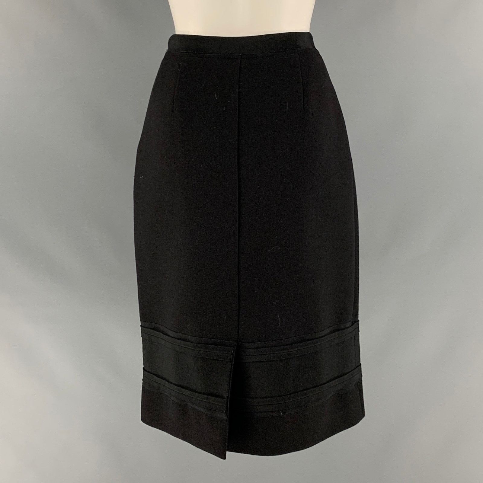 Prada PRADA Size 6 Black Wool Pencil Knee-Length Skirt Size 28" / US 6 / IT 42 - 3 Thumbnail