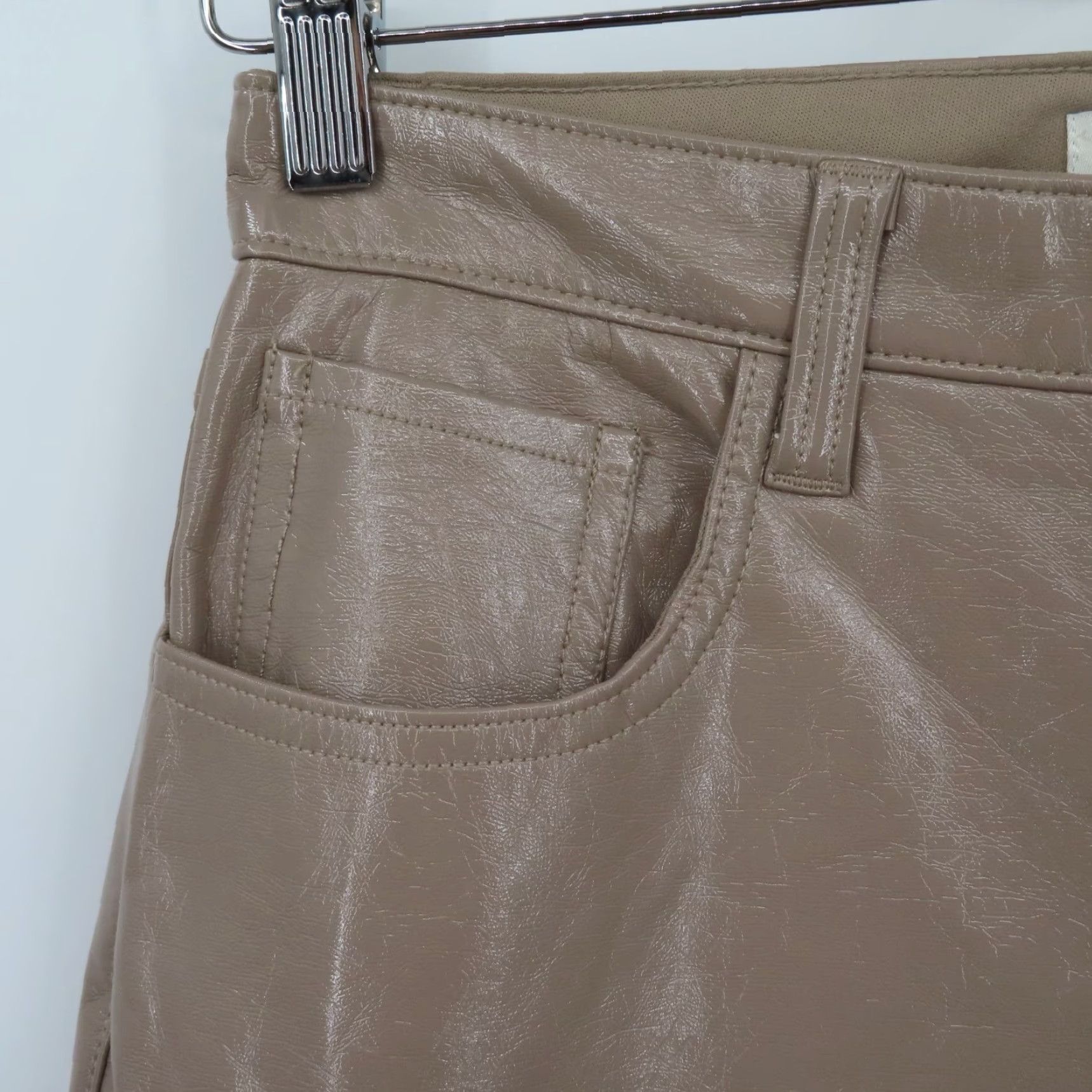 Abercrombie & Fitch Abercrombie & Fitch Women 27 90s Straight Ultra High Beige Faux Leather Pant Shirt? Size 27" / US 4 / IT 40 - 3 Thumbnail