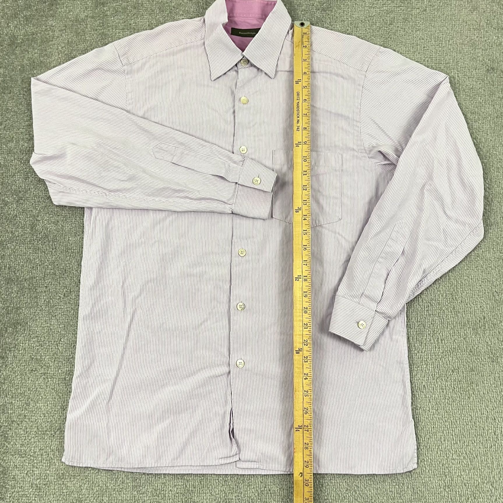 Ermenegildo Zegna Ermenegildo Zegna Dress Shirt Mens Medium White Purple Striped Button Down Long Sleeve Size 40R - 3 Thumbnail