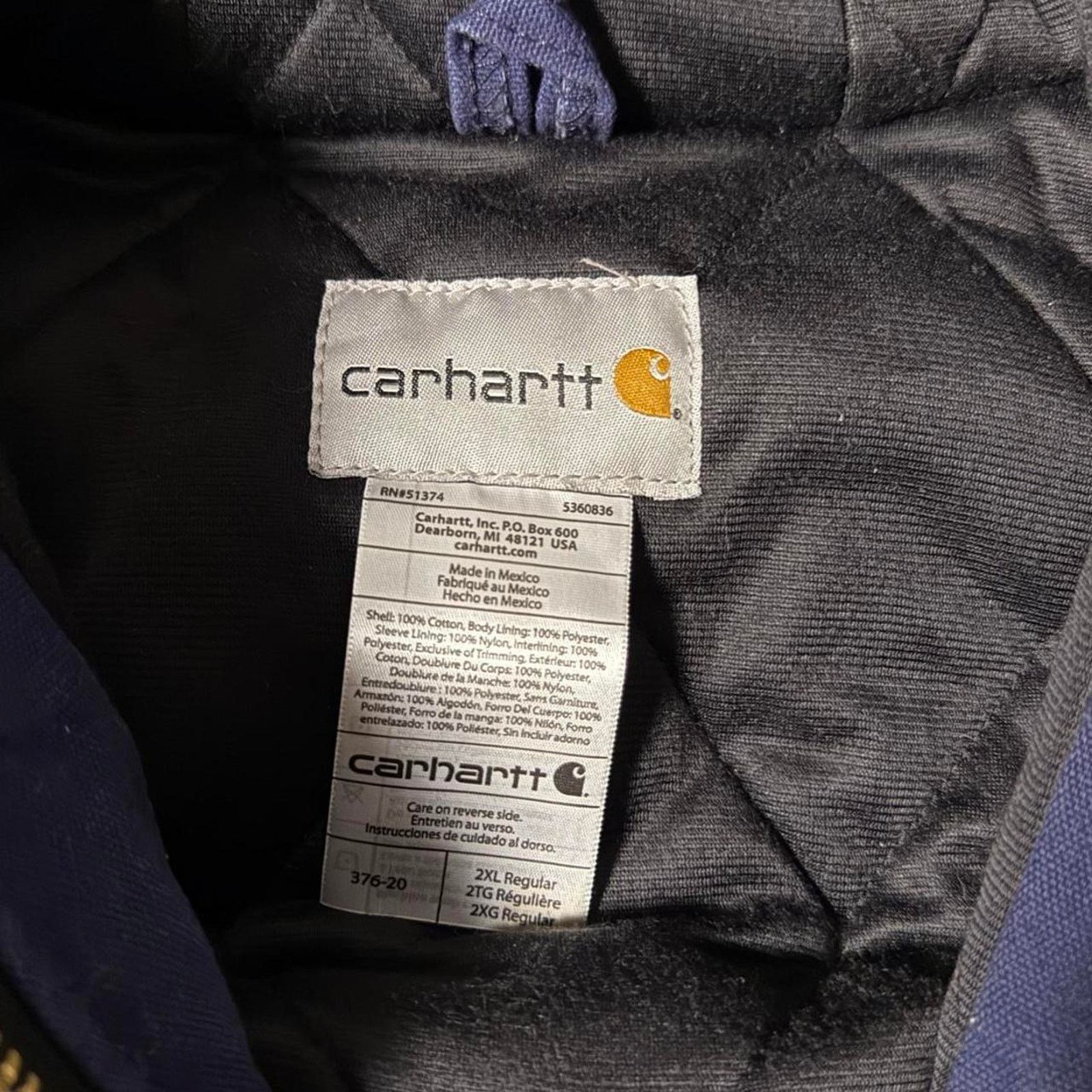 Carhartt Vintage Carhartt Hooded Jacket Faded Navy Workwear Size US XXL / EU 58 / 5 - 5 Thumbnail