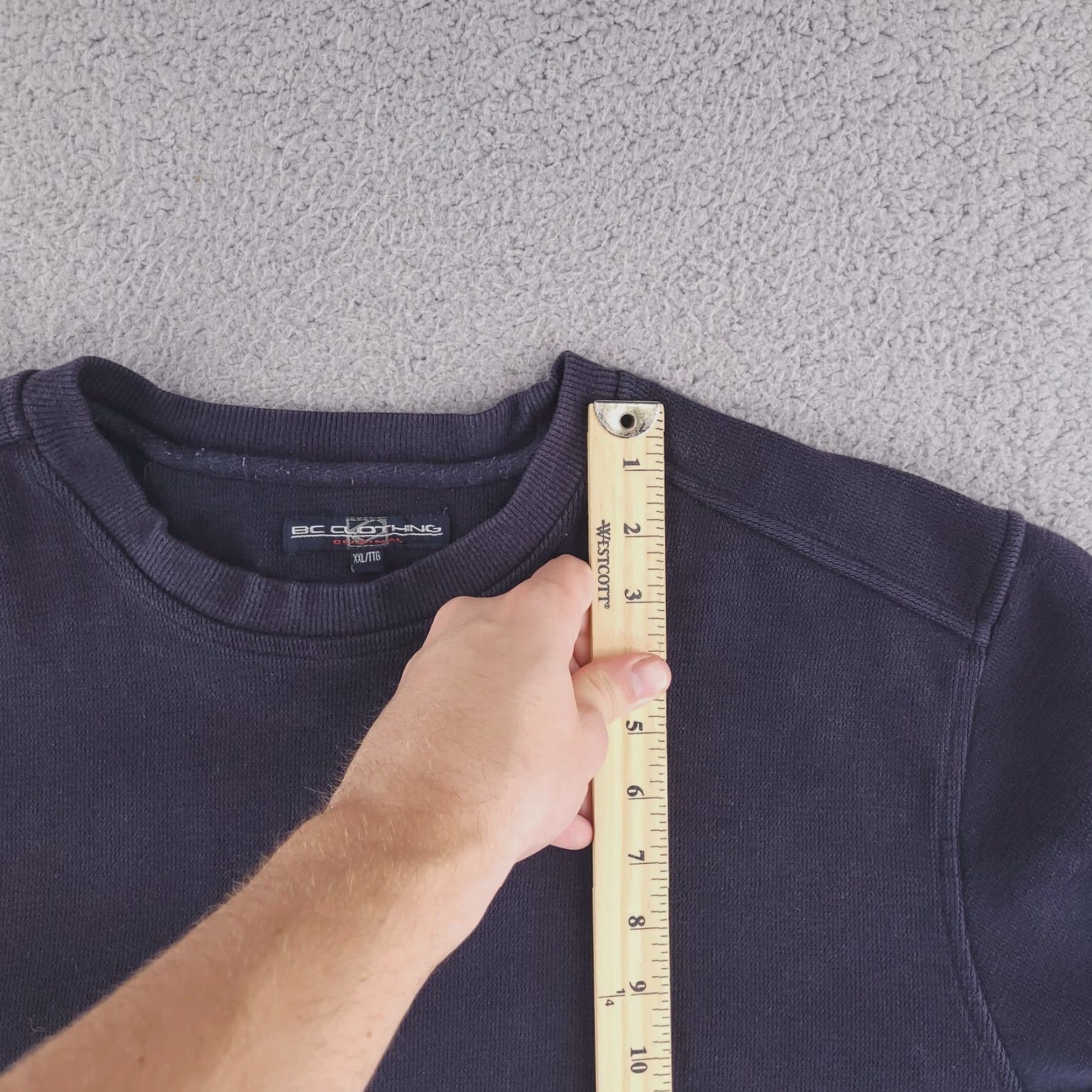 Vintage VINTAGE BC Clothing Sweatshirt Mens 2XL Black Heavyweight Pullover Crew Neck Thick Cuffs Wide 90s? (keep to rules) Size US XXL / EU 58 / 5 - 7 Thumbnail