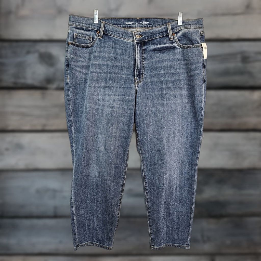 Old Navy Old Navy Womens OG Straight Jeans 22 Blue Medium Wash High Rise Plus Size Size 40" / US 18 - 1 Thumbnail