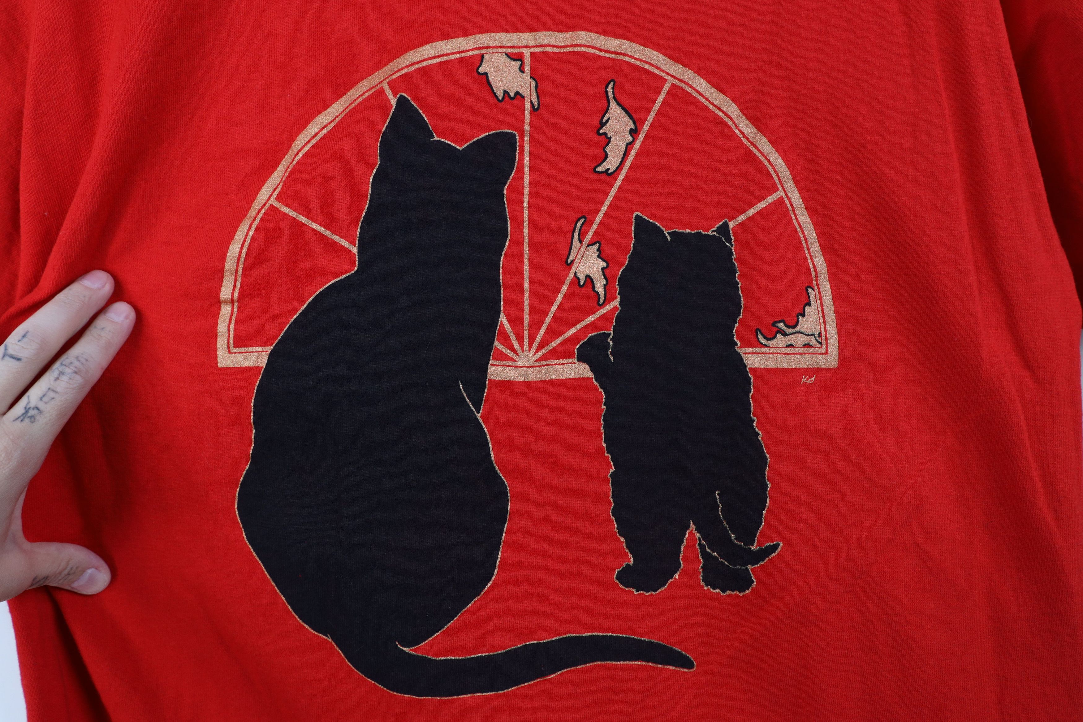 Vintage Vintage 90s Streetwear Kitten House Cat T-Shirt Red USA Size XL / US 12-14 / IT 48-50 - 4 Thumbnail