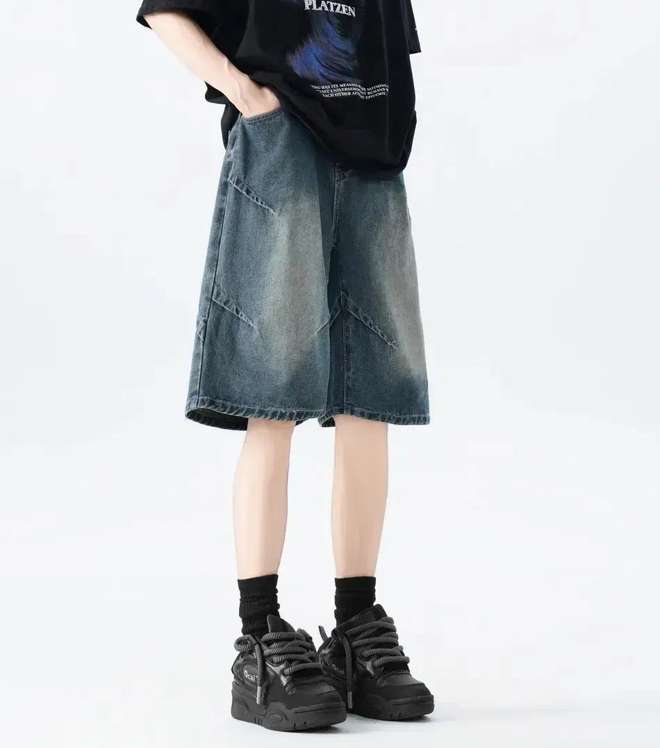 Japanese Brand Straight washed pleated denim shorts Size US 32 / EU 48 - 1 Thumbnail