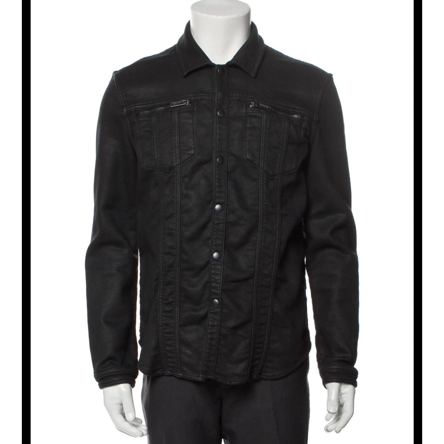 John Varvatos new John Varvatos black coated denim Jean jacket size small Size US S / EU 44-46 / 1 - 2 Thumbnail