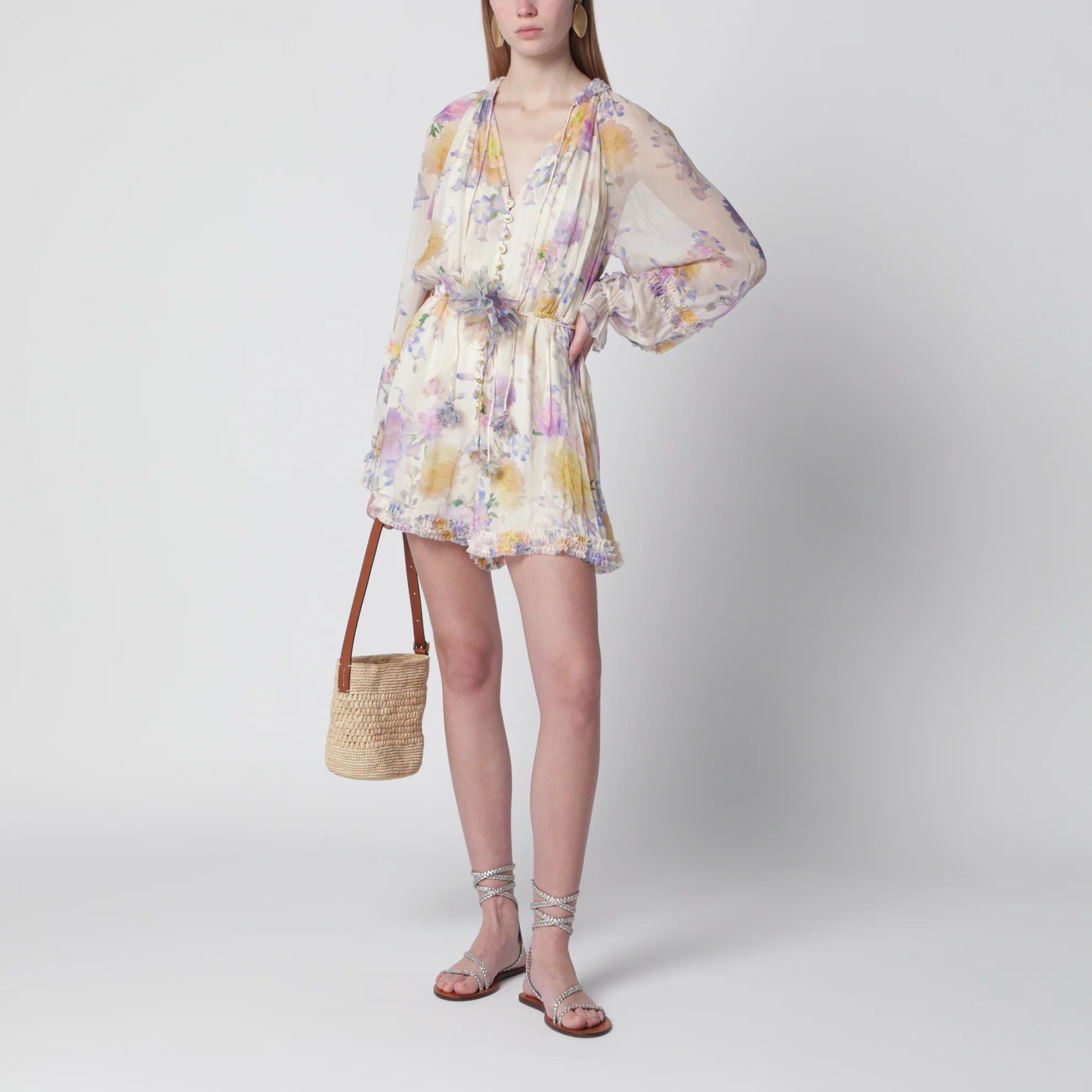 Zimmermann o1d2blof0526 Luna Ruffle Playsuit With Floral Pattern Size M / US 6-8 / IT 42-44 - 1 Thumbnail