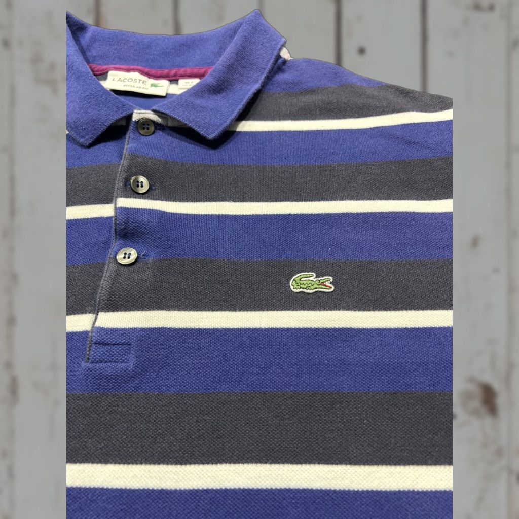 Lacoste VINTAGE Lacoste Men's Polo Shirt Short Sleeve Collared 3XL Blue Striped Tennis Golf Rugby Classic Size US XXL / EU 58 / 5 - 1 Thumbnail