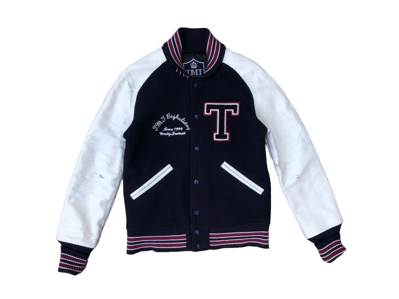 image of Tmt Japan Trashed Varsity Jacket Big Holiday University, Men's (Size Medium)