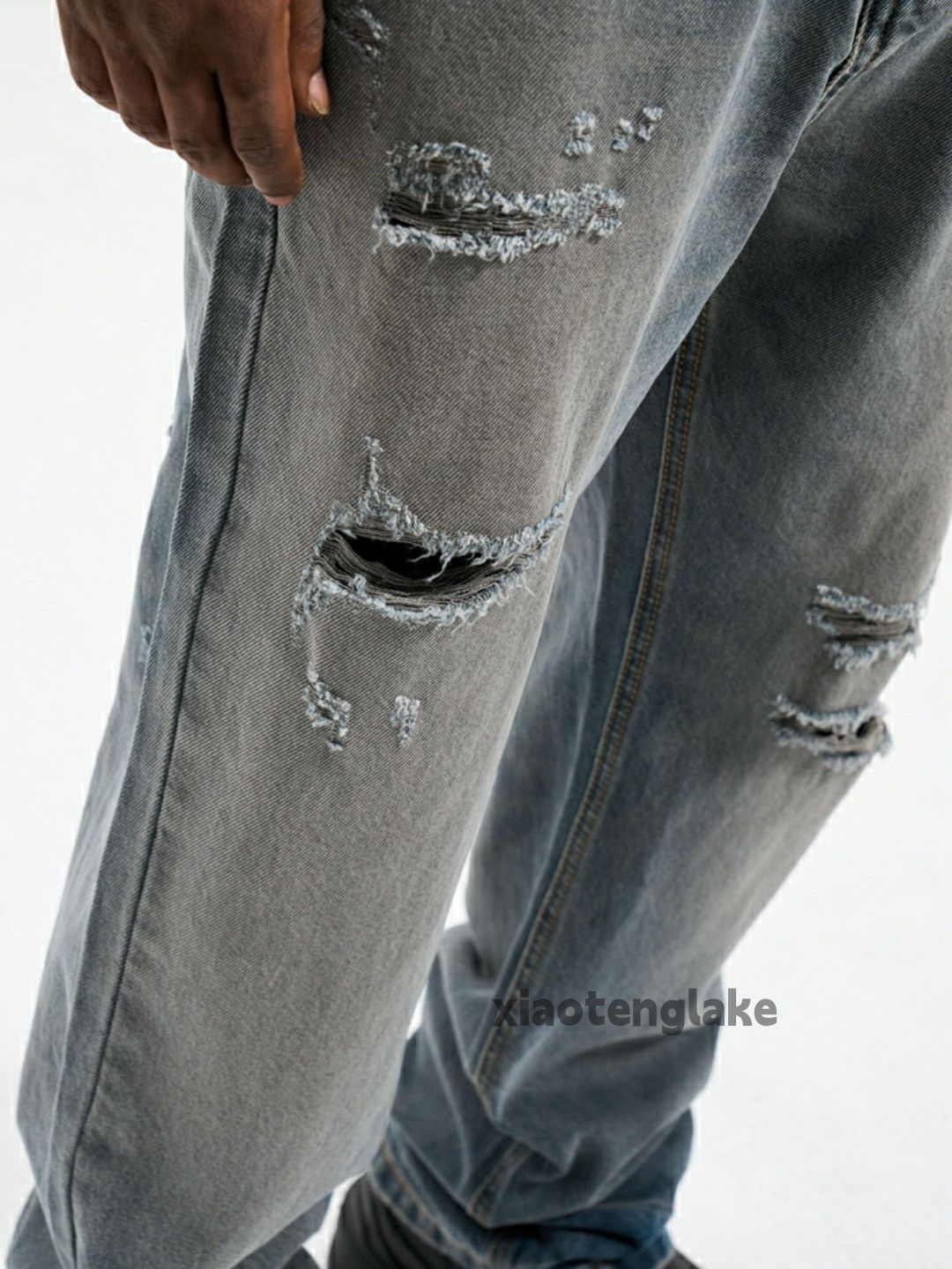 Jean × Vintage washed faded skate hiphop damaged ripped jeans Size US 36 / EU 52 - 5 Thumbnail