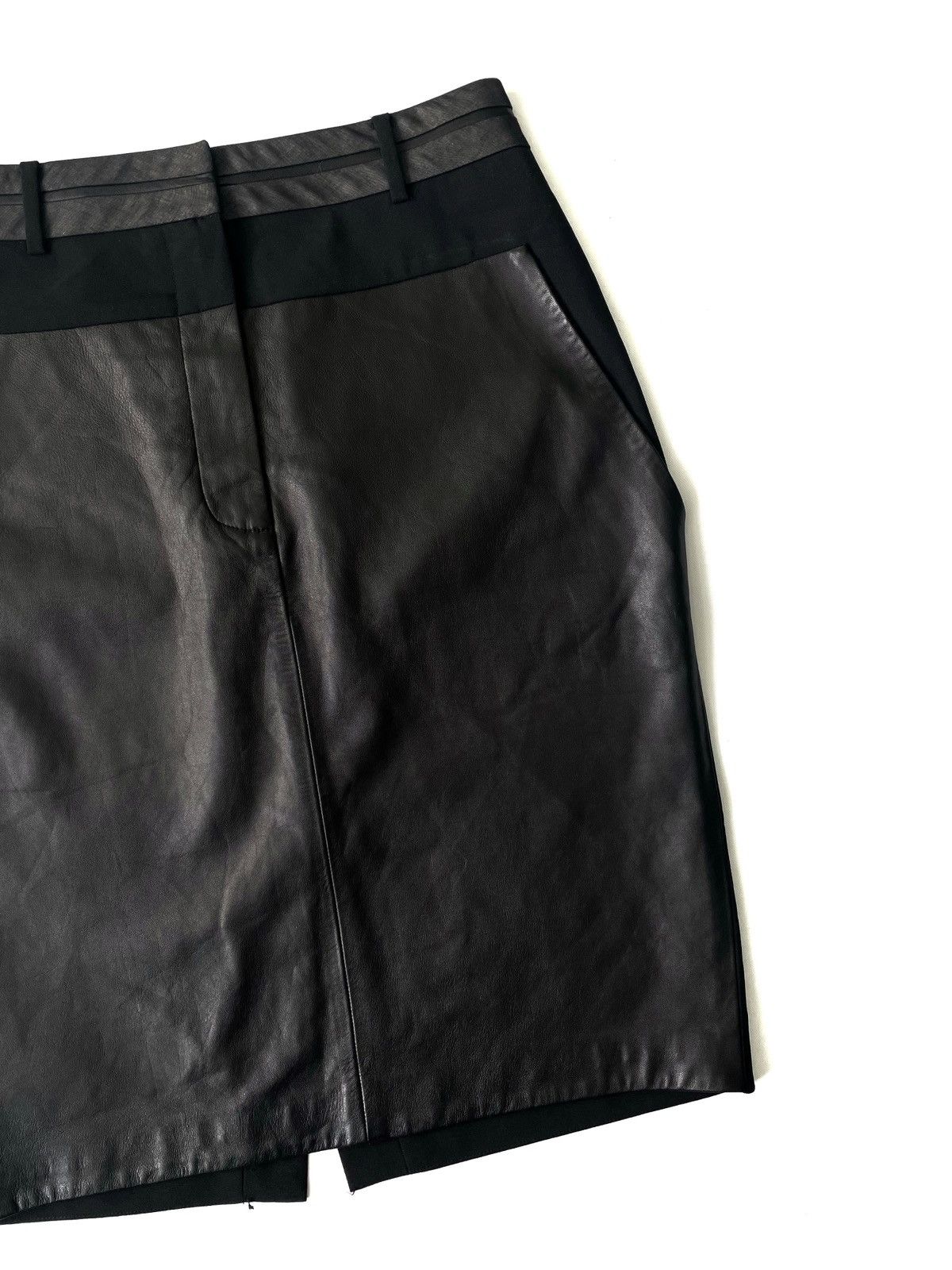 Alexander Wang Alexander Wang Black Midi Skirt Wool & Leather Size 6/M-L Size 30" / US 8 / IT 44 - 3 Thumbnail