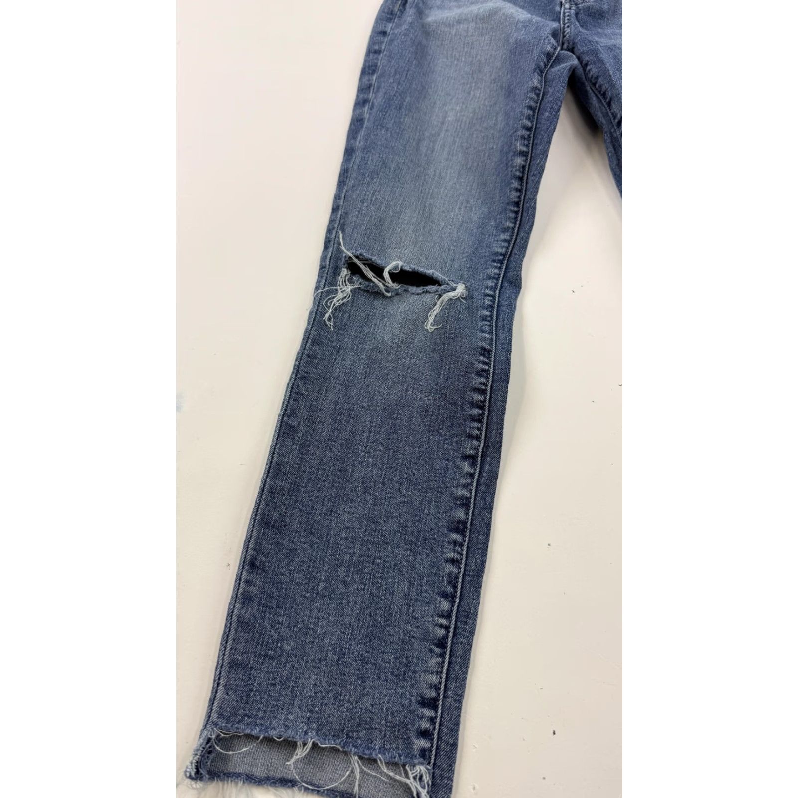 Vintage CURRENT/ELLIOTT High Waist Skinny Jeans Womens 27 Blue Distressed Stiletto Raw Hem Size 27" / US 4 / IT 40 - 2 Thumbnail