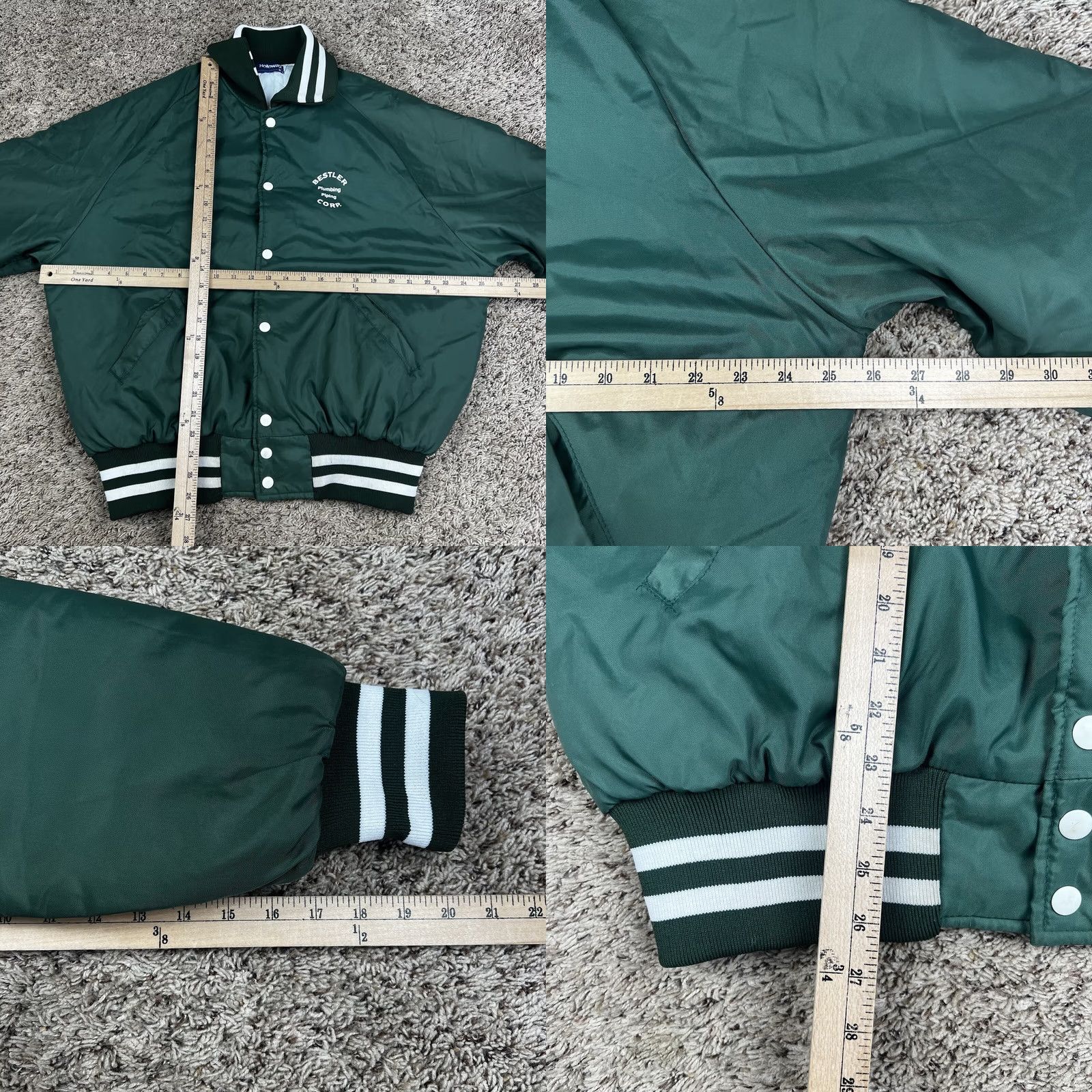 Holloway VINTAGE Holloway Jacket Bomber Nylon Green 90s Piping Snap Button XL Mens Size US XL / EU 56 / 4 - 8 Thumbnail