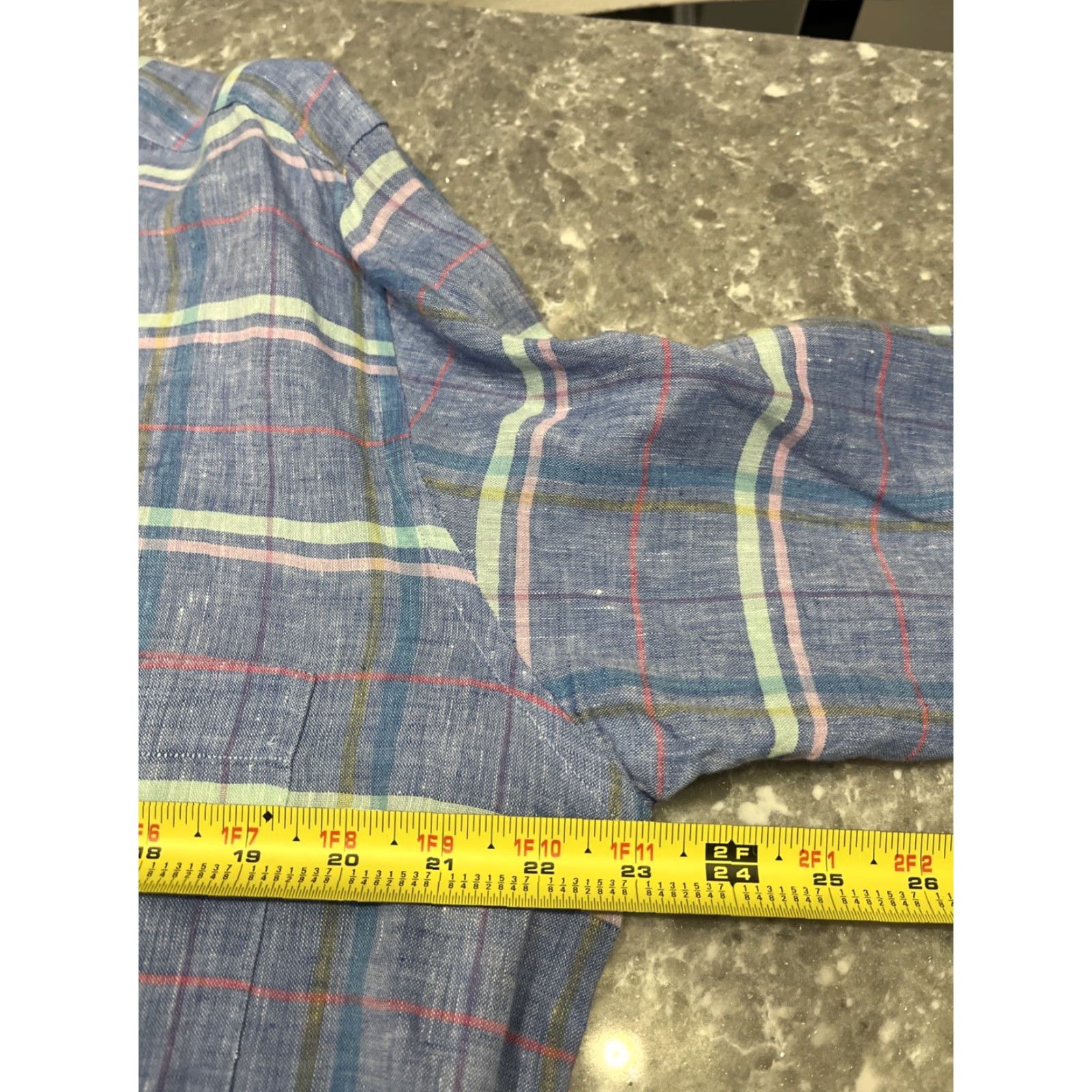 Vintage MINE Blue Linen Shirt Button-Up Long Sleeve Regular Fit Mens Medium Striped Collared Lightweight Breathable All Seasons Cotton-free (Note: linen) Size US M / EU 48-50 / 2 - 3 Thumbnail