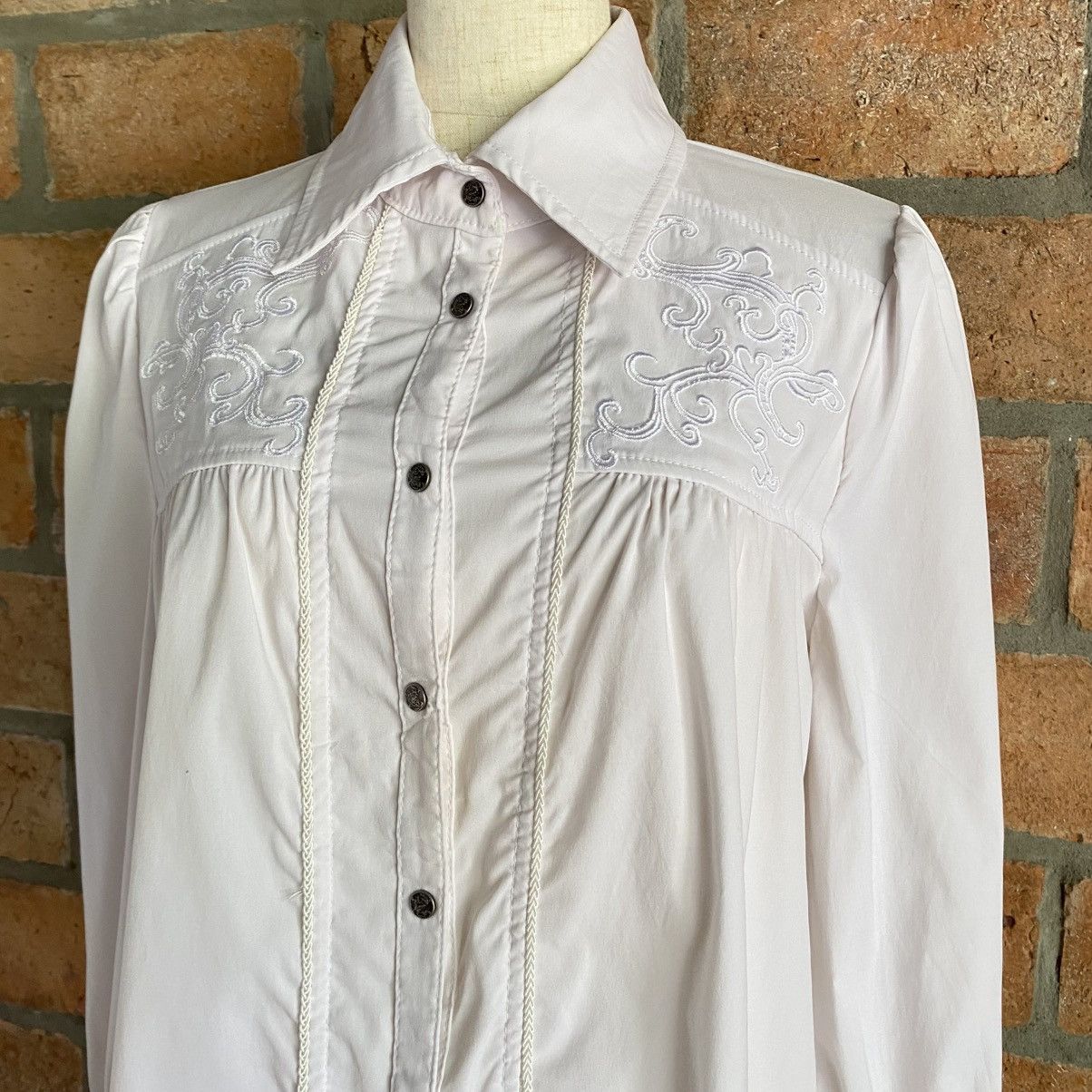 Japanese Brand Ozz Croce Y2K Punk White Embroidered Long Dress Shirt Size M / US 6-8 / IT 42-44 - 20 Thumbnail
