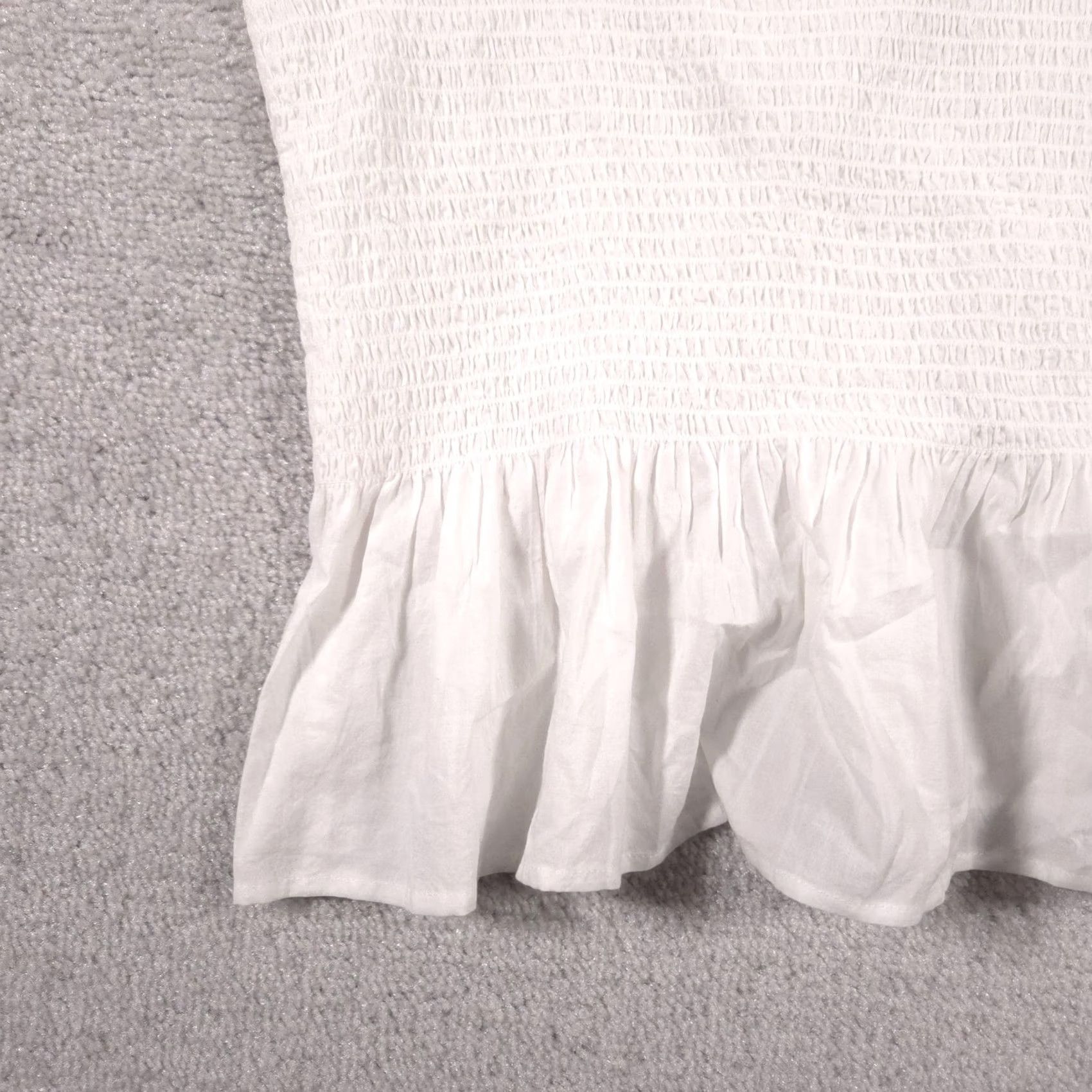 J.Crew J.CREW Tank Womens Large White Smocked Tie Strap Ruffle Peplum Summer Clothing Women Sleeveless Adjustable Strap Camisole Short Dress Alternative Size L / US 10 / IT 46 - 5 Thumbnail