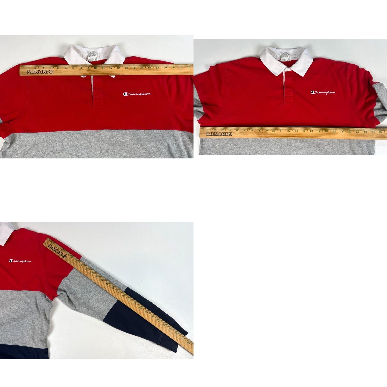 Champion Champion Long Sleeve Rugby Shirt Mens Size L Multicolor Striped 100% Cotton Reverse Weave Embroidered 90s Sports Size US L / EU 52-54 / 3 - 9 Thumbnail