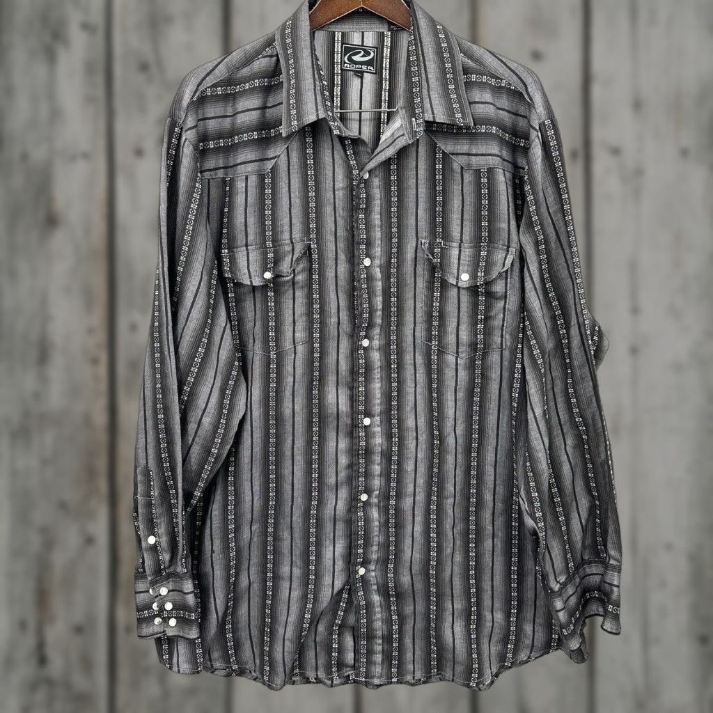Roper Roper Shirt Mens 2XL Black Plaid Pearl Snap Front Long Sleeve Western Cowboy y2k Shirt Size US XXL / EU 58 / 5 - 1 Thumbnail
