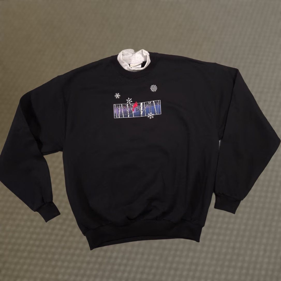 Vintage Bernies Glen Sweatshirt Womens L Black Cardinal Bird Winter Crewneck Pullover Size L / US 10 / IT 46 - 1 Thumbnail