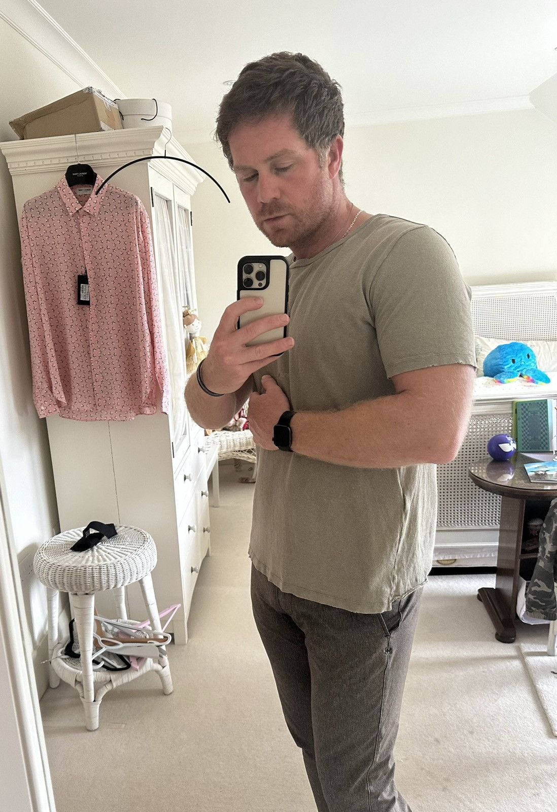 Saint Laurent Paris $550 Saint Laurent Rive Gauche logo t shirt olive khaki Size US S / EU 44-46 / 1 - 7 Thumbnail