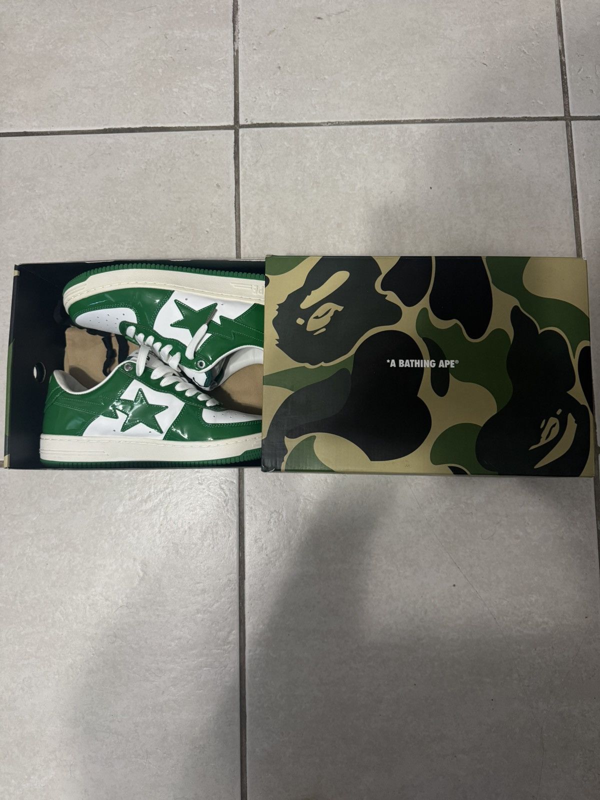Bape BAPE Bapesta Patent Leather Green/White Size US 9 / EU 42 - 9 Thumbnail