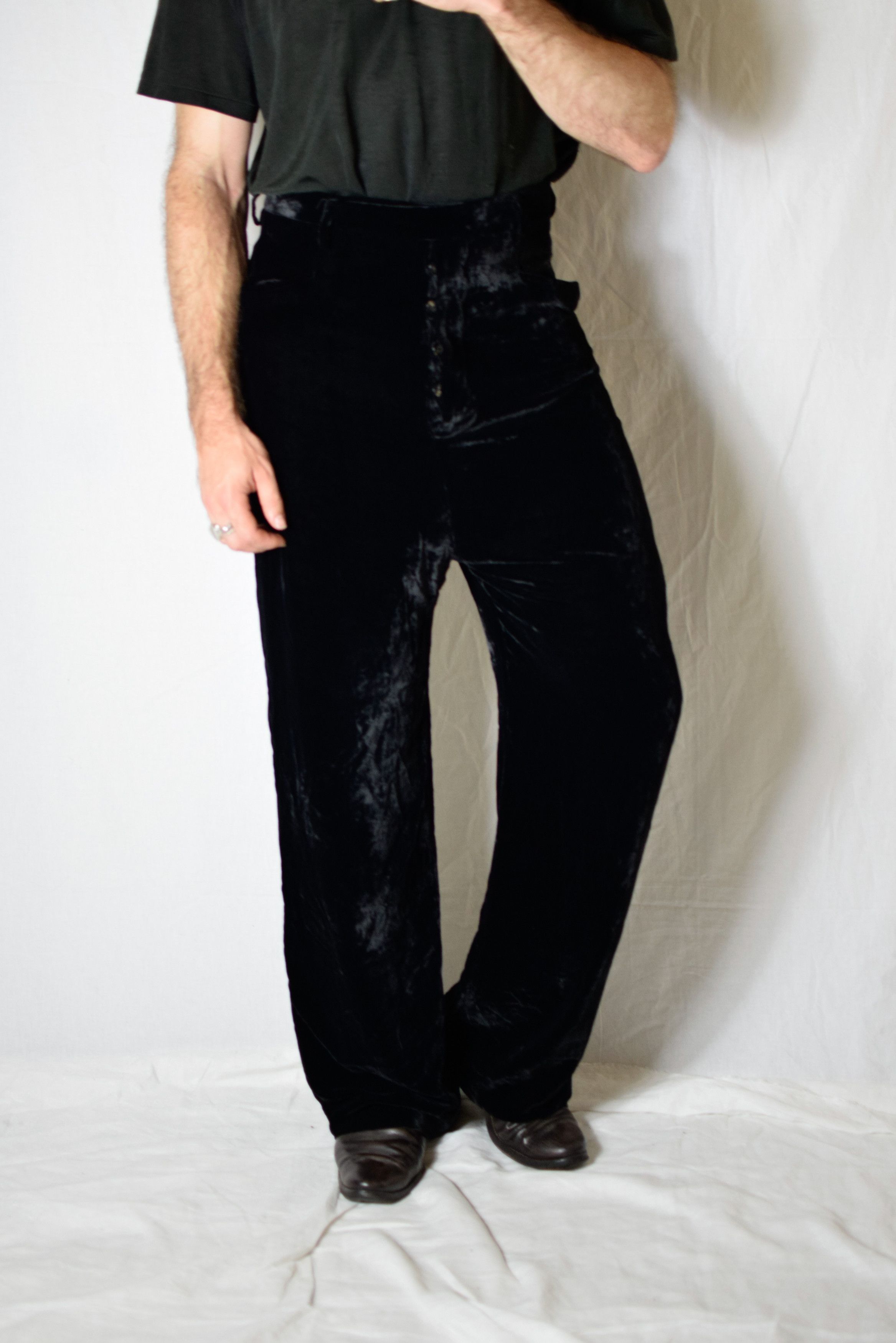 Rick Owens Rick Owens AW17 Velvet Wide Pants - RU178368-NV Size US 32 / EU 48 - 4 Thumbnail
