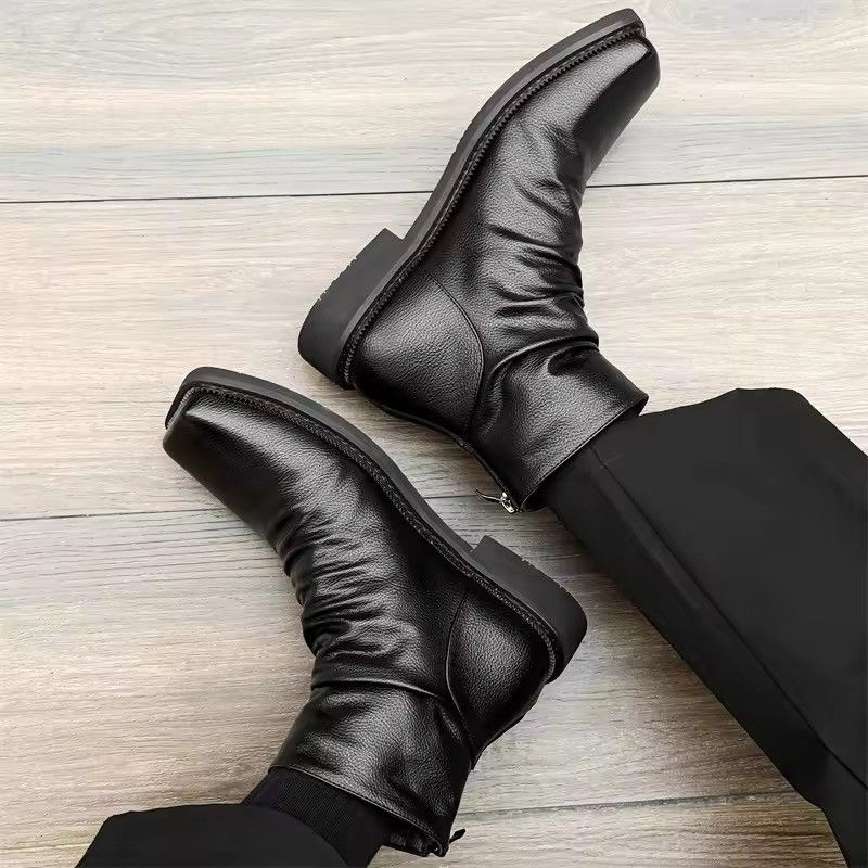 Japanese Brand Black Split Leather Square Toe Side-Zip Boots Size US 10.5 / EU 43-44 - 9 Thumbnail