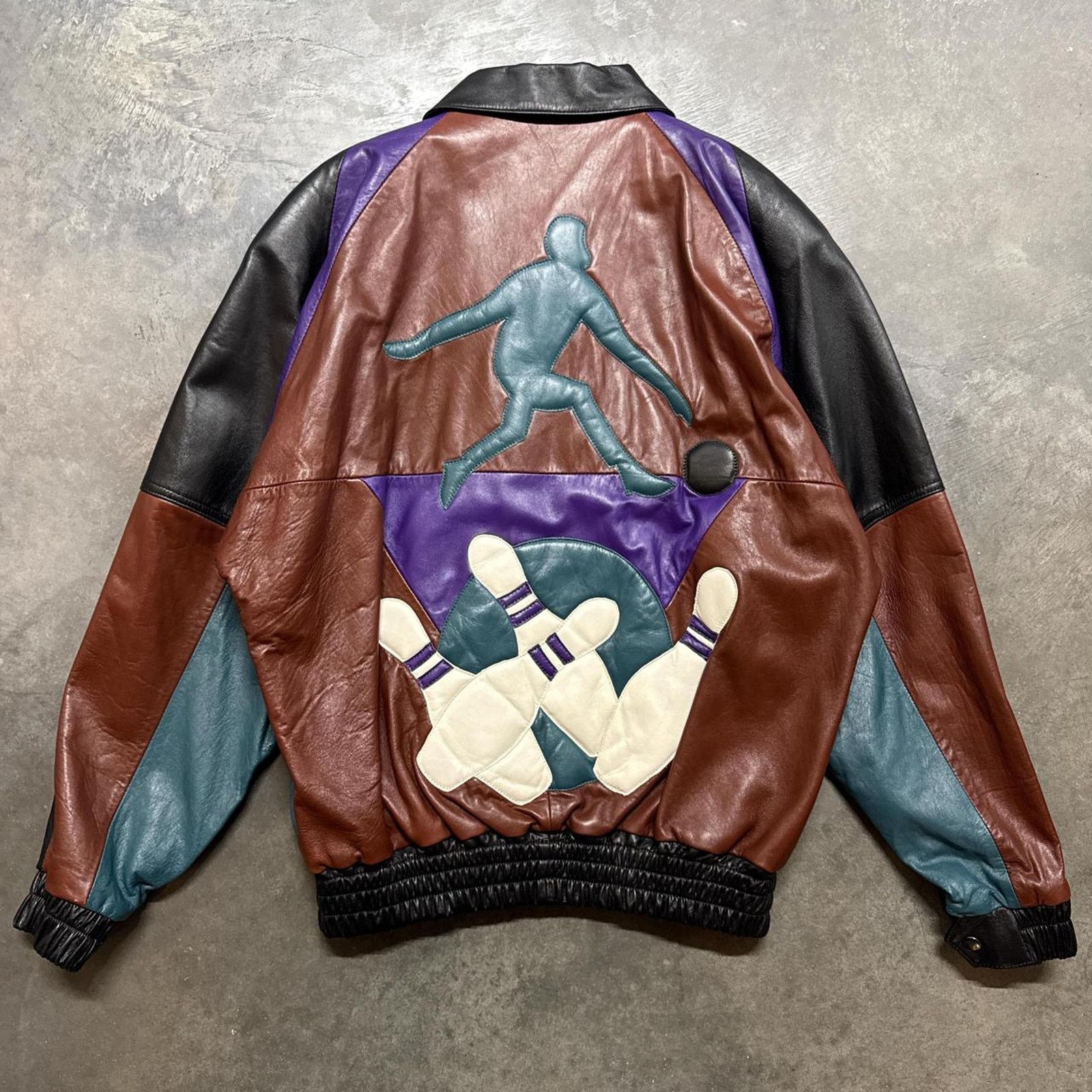 & Other Stories Vintage 80s Bowling Strike Lamb Leather Jacket Size US M / EU 48-50 / 2 - 1 Thumbnail