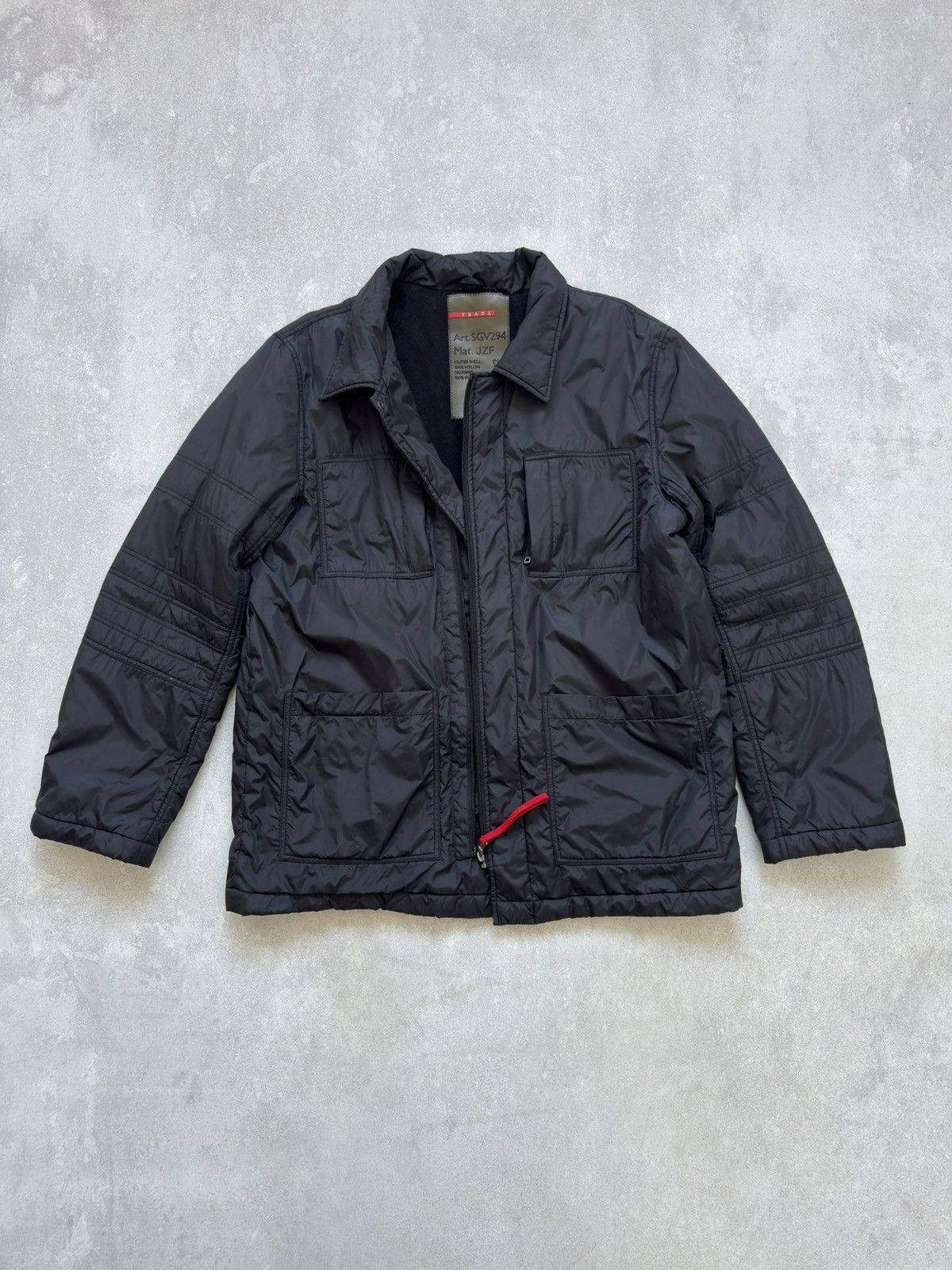 Prada × Vintage Vintage Prada Nylon Red Tab Black Jacket Pocket Fleece 00s Size US L / EU 52-54 / 3 - 11 Thumbnail