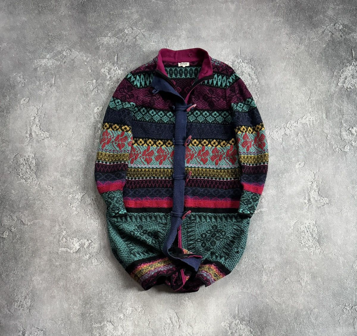 Dale Of Norway Ivko 44size printed flowers aztec knitwear jacket cardigan Size L / US 10 / IT 46 - 1 Thumbnail
