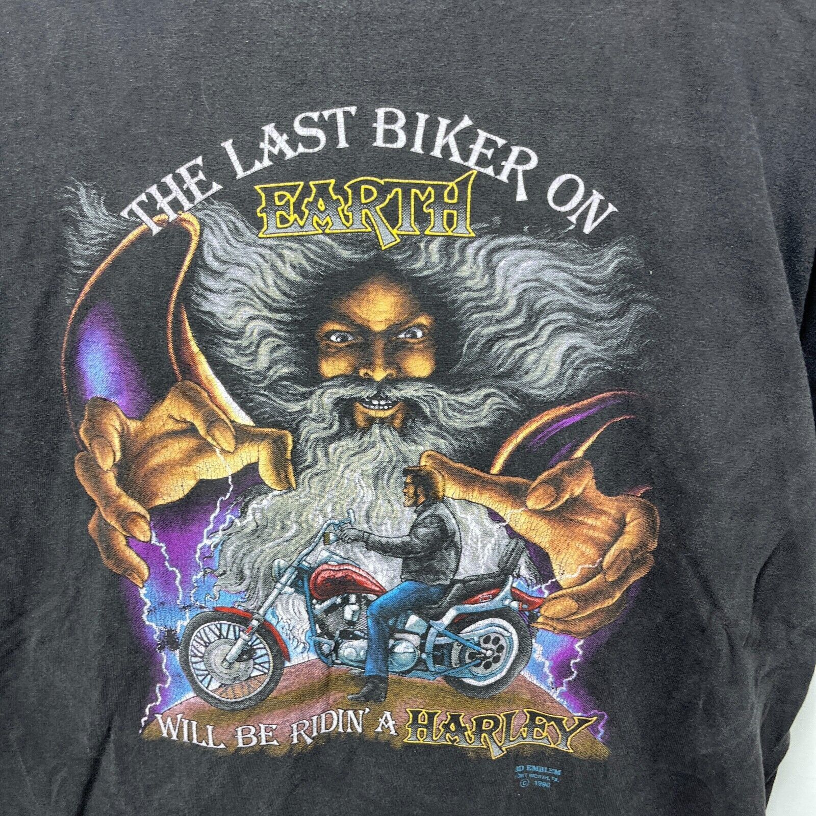 Vintage Vintage 1990 HarleyDavidson 3D The Last Biker on Earth Large Size US L / EU 52-54 / 3 - 2 Thumbnail