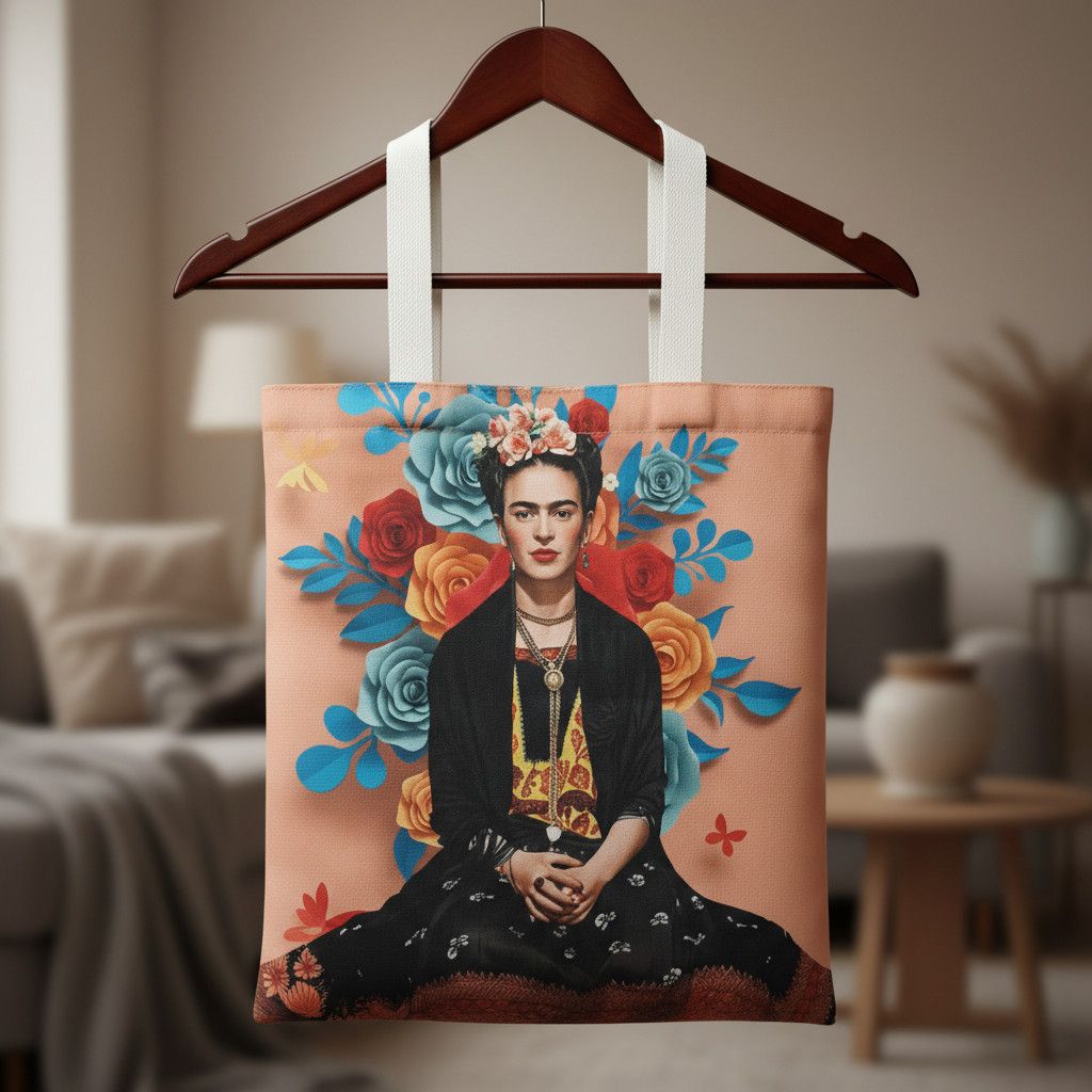Other FRIDA KAHLO Custom Print Artisanal Linen Tote Bag Hand Size ONE SIZE - 5 Thumbnail