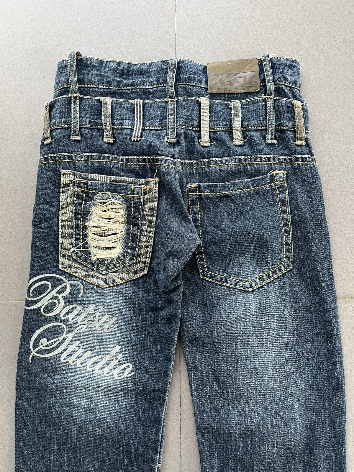 14th Addiction Japanese~Bat-tsu Studio Double Waist Poem Punk Denim Pants Size US 28 / EU 44 - 4 Thumbnail