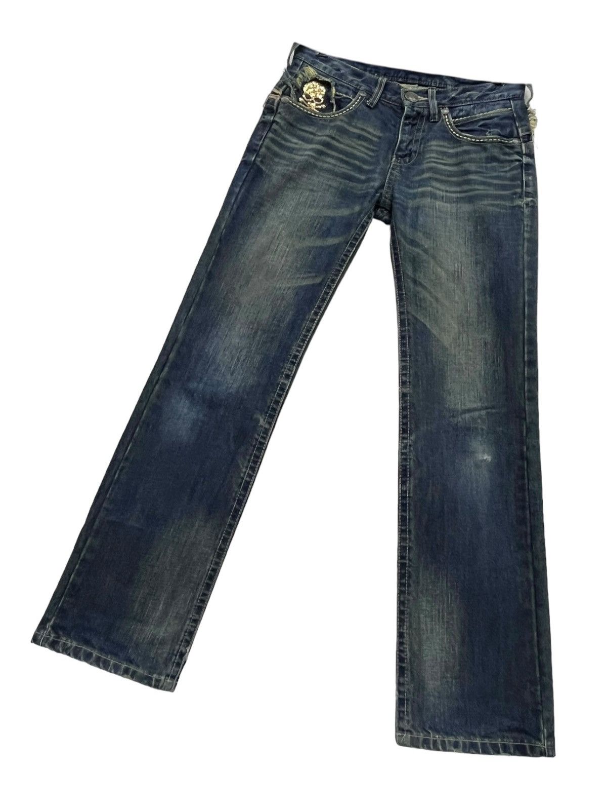 Vintage 🔥CLASSICAL ELF Punk Skull Crossbones Sequin Mudmax Denim Size 27" / US 4 / IT 40 - 10 Thumbnail
