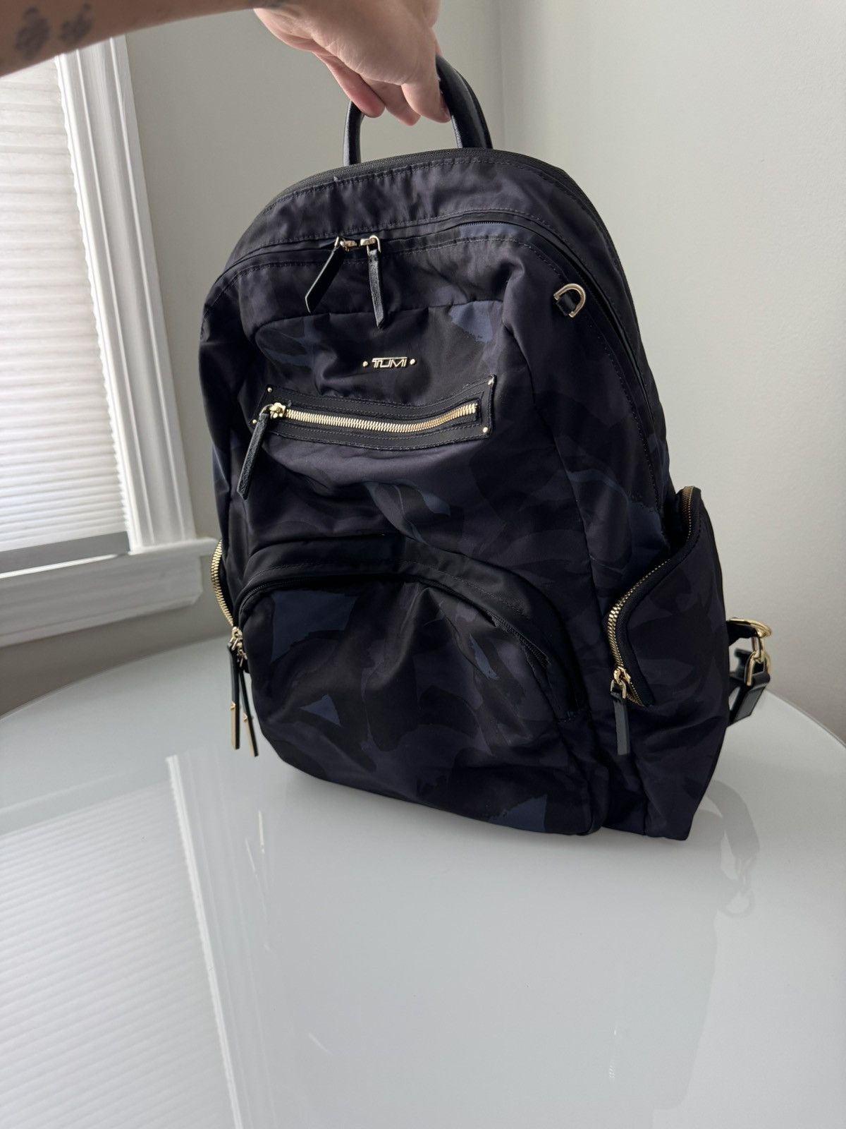 Tumi TUMI Camo Nylon Backpack Black Blue Purple Gold Hardware Size ONE SIZE - 2 Thumbnail