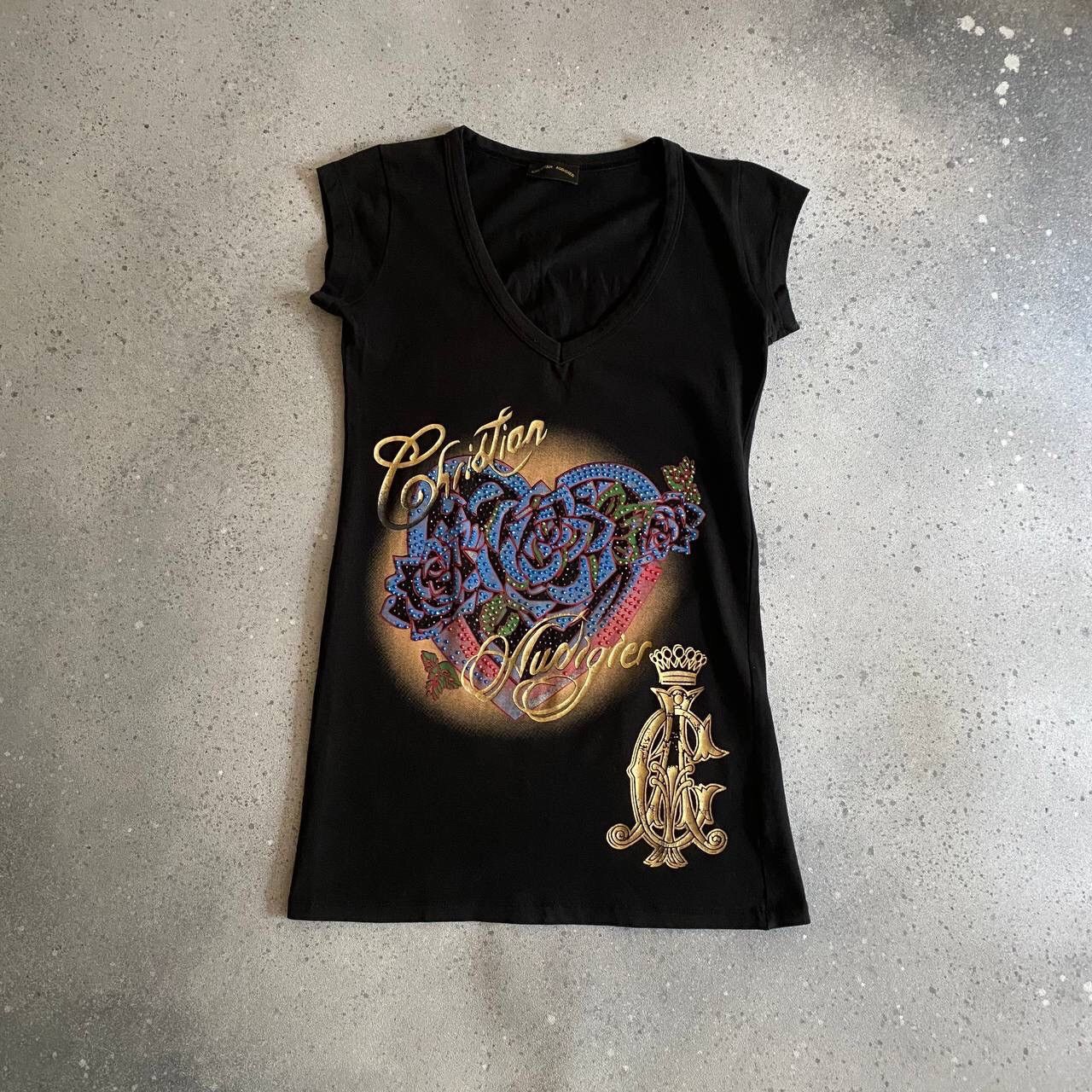 Christian Audigier × Ed Hardy Y2K CHRISTIAN AUDIGIER RHINESTONES VINTAGE T-SHIRT ED HARDY Size S / US 4 / IT 40 - 1 Thumbnail