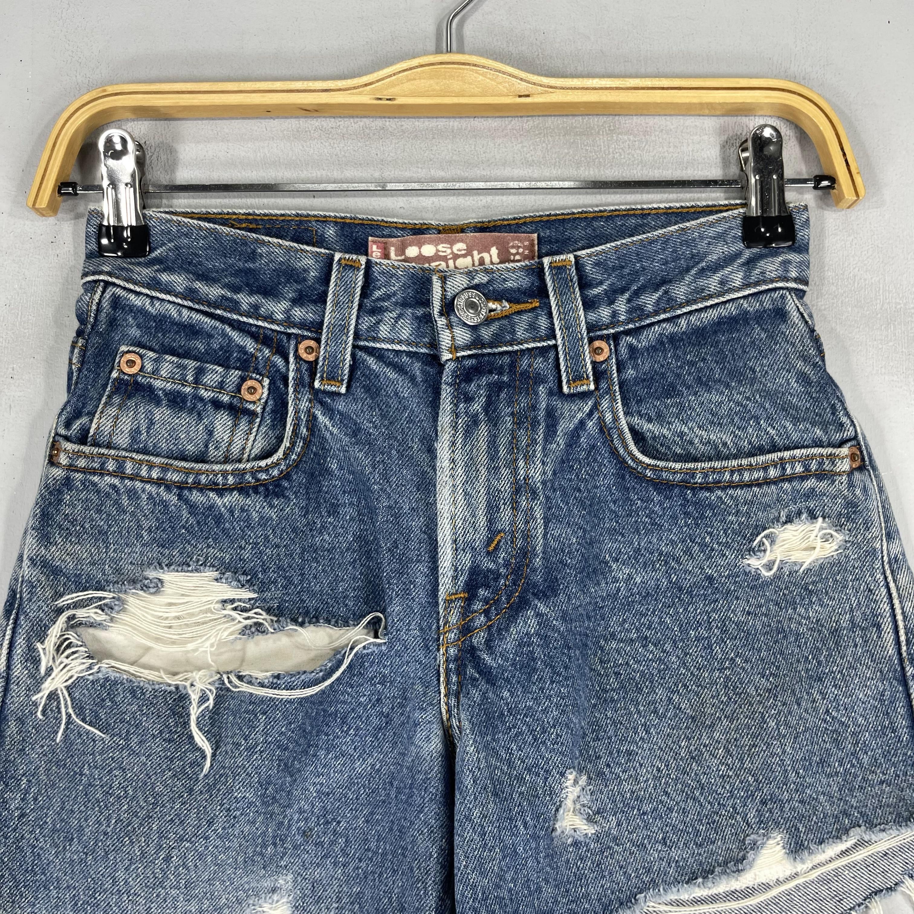 Levi's Size 23 Vintage Distressed Levis 569 Cutoff Ripped Jeans Size 23" - 2 Thumbnail