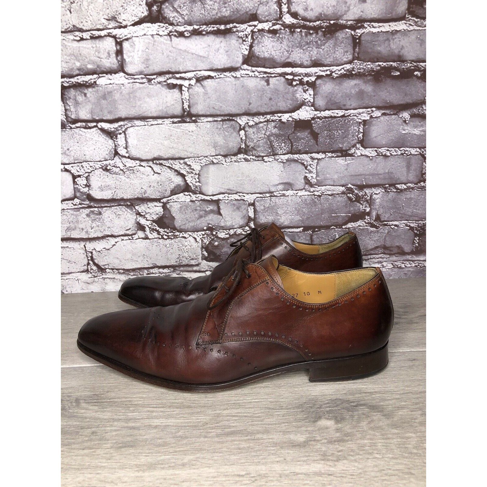 Magnanni Magnanni Neiman Marcus Burnished Brown Leather Wingtip Dress Size US 10 / EU 43 - 6 Thumbnail