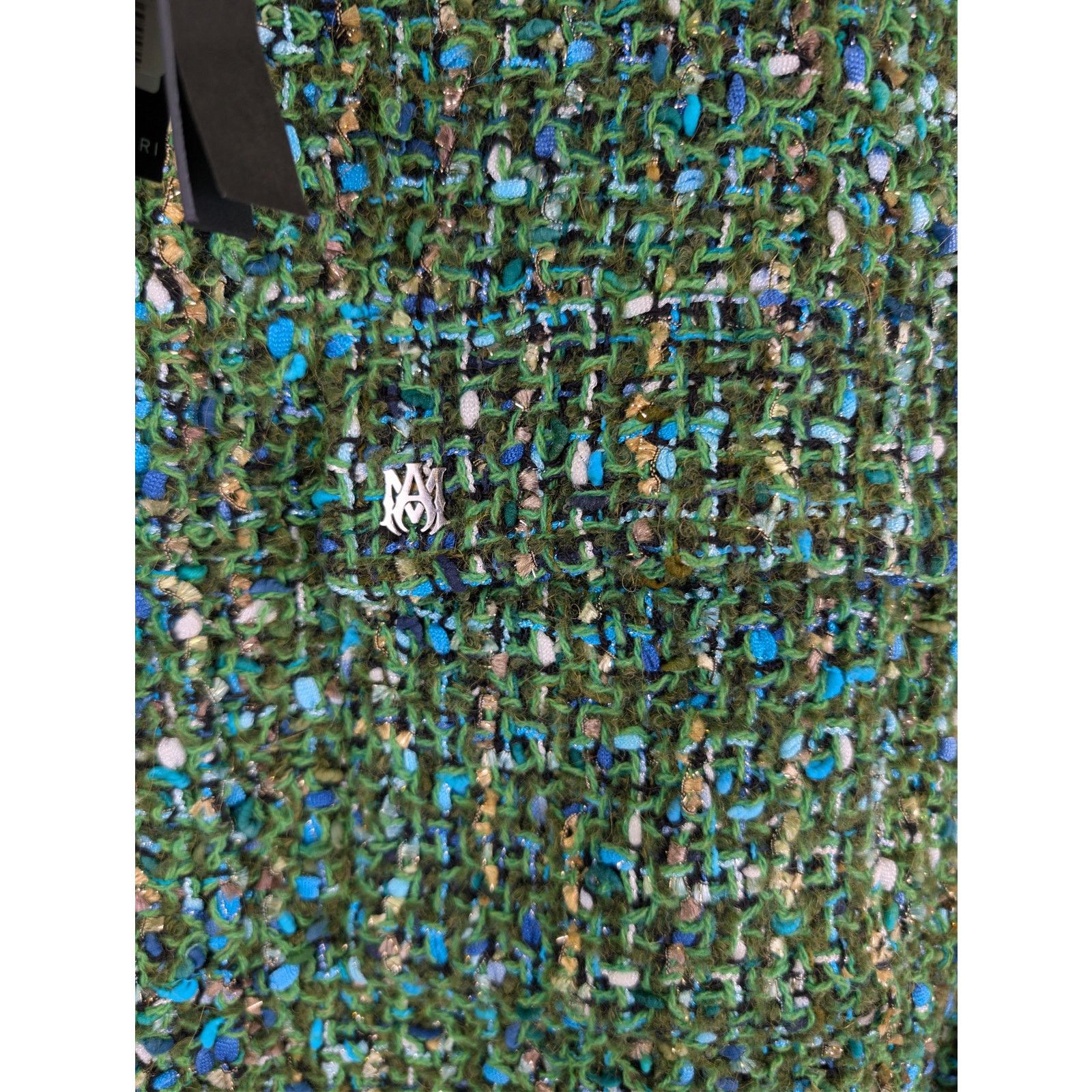 Amiri o1rshd1 Boucle Overshirt Button up Shirt in Rain Forest Size US M / EU 48-50 / 2 - 7 Thumbnail