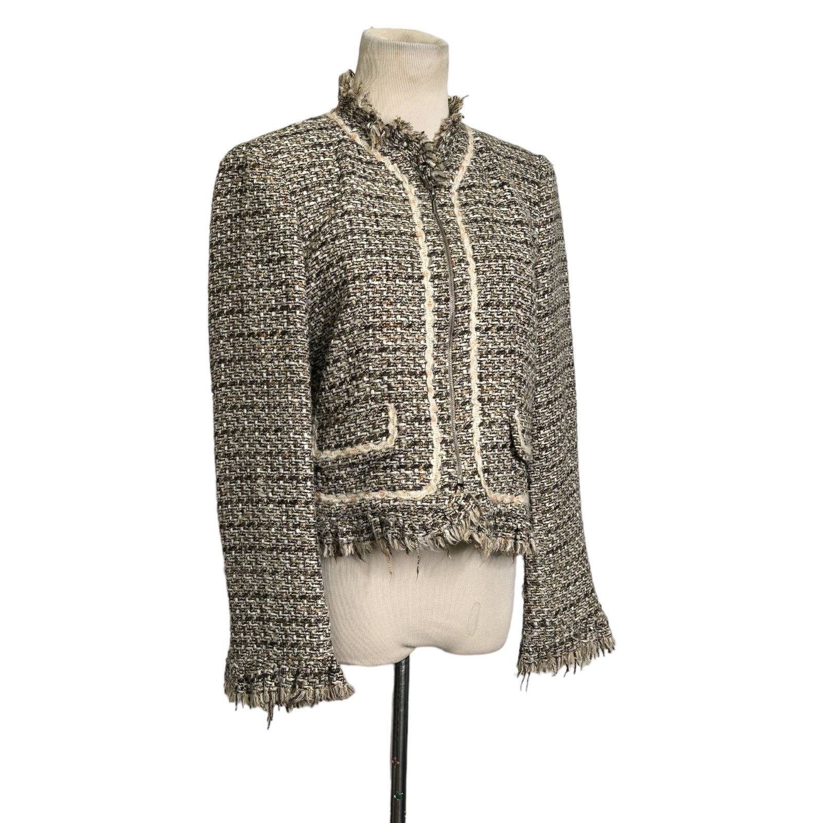 Holt Renfrew Renfrew brown woven fringe zippered jacket blazer size 6 Size M / US 6-8 / IT 42-44 - 10 Thumbnail