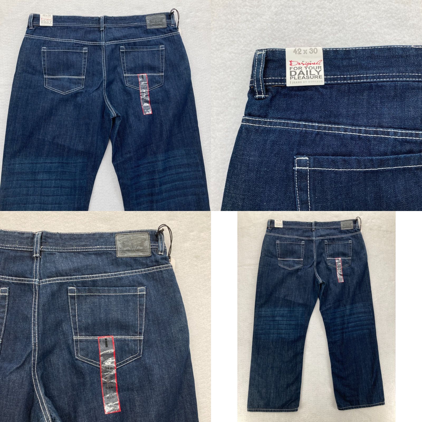 Vintage Buffalo Jeans Jeans Mens 42x30 Taylor Easy Straight Dark Wash Blue Denim Baggy 5-Pocket Design Jeans Relaxed Regular Men Mens Jeans Size US 42 / EU 58 - 9 Thumbnail