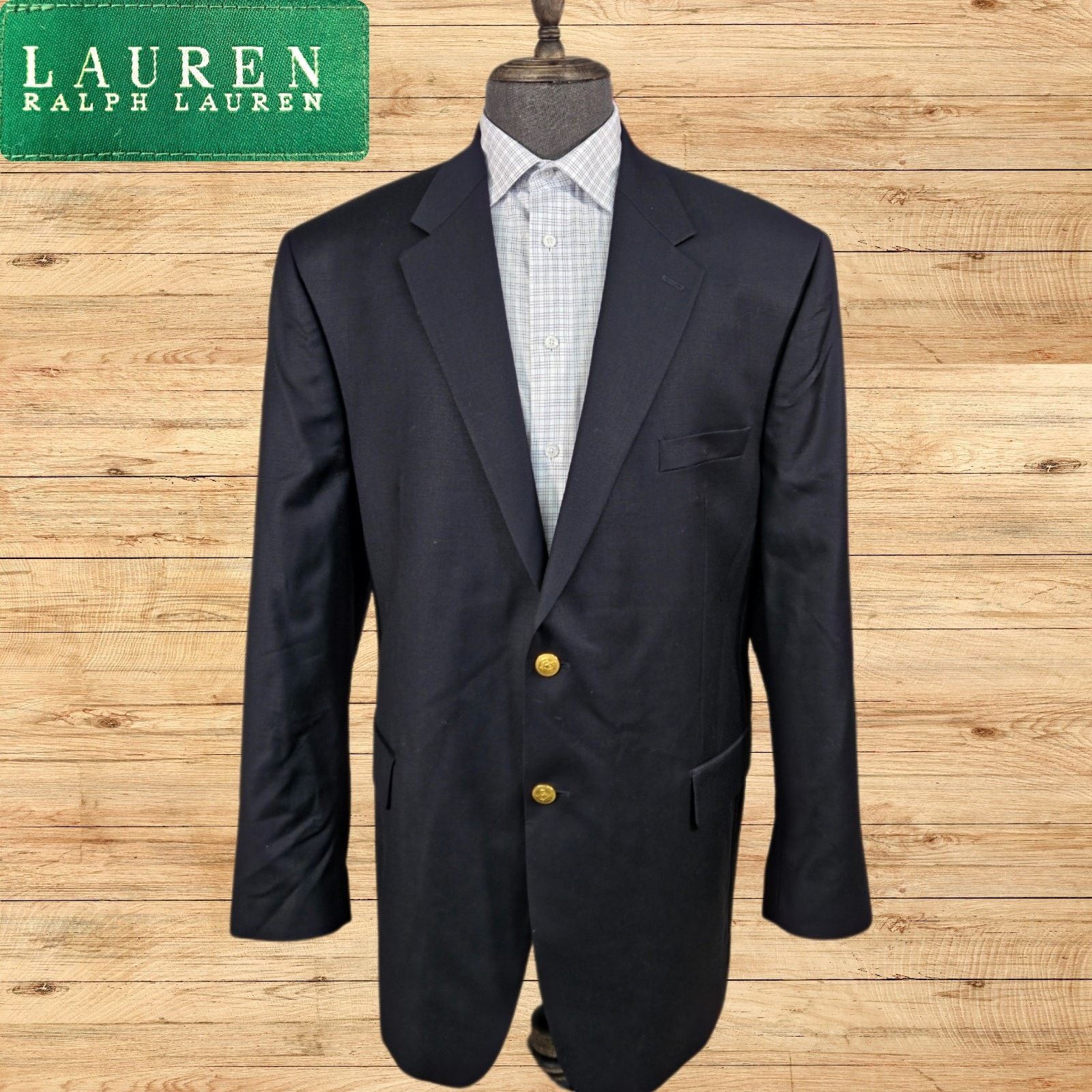 Lauren Ralph Lauren Ralph Lauren Jacket Mens 48L Navy Wool Blazer Gold Buttons Size 48L - 1 Thumbnail