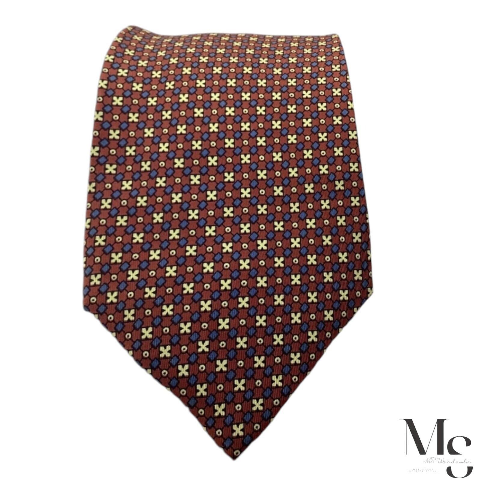 Other MACMILLAN 7 Folds XL Burgundy Geometric Silk Tie W: 4" EX CO Size ONE SIZE - 3 Thumbnail