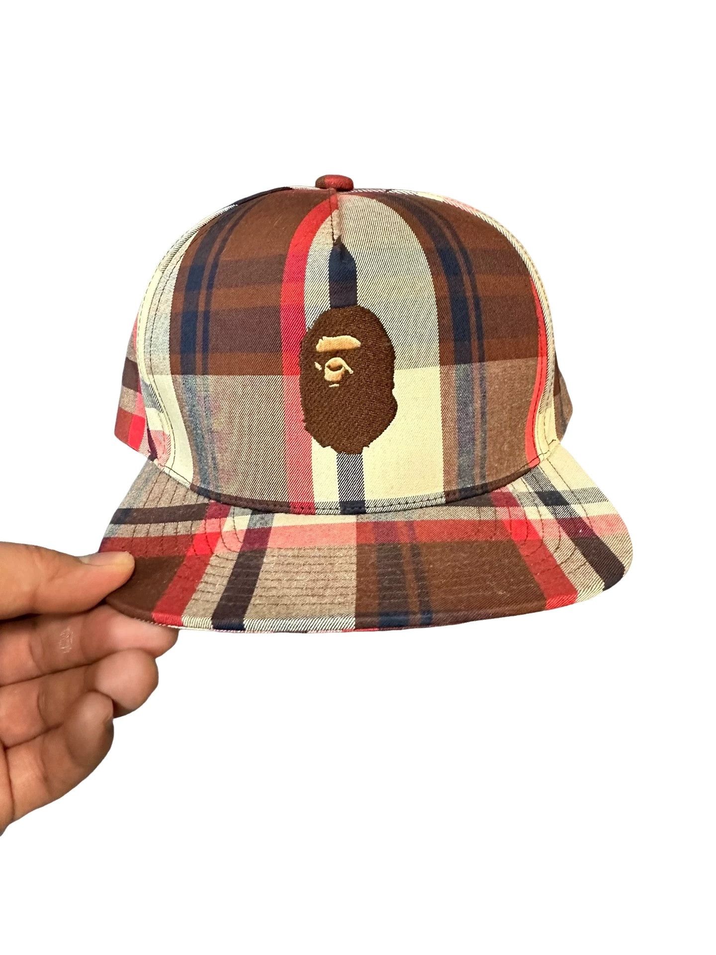 Bape Bape Plaid Ape Head Snapback Cap One Size Size ONE SIZE - 1 Thumbnail