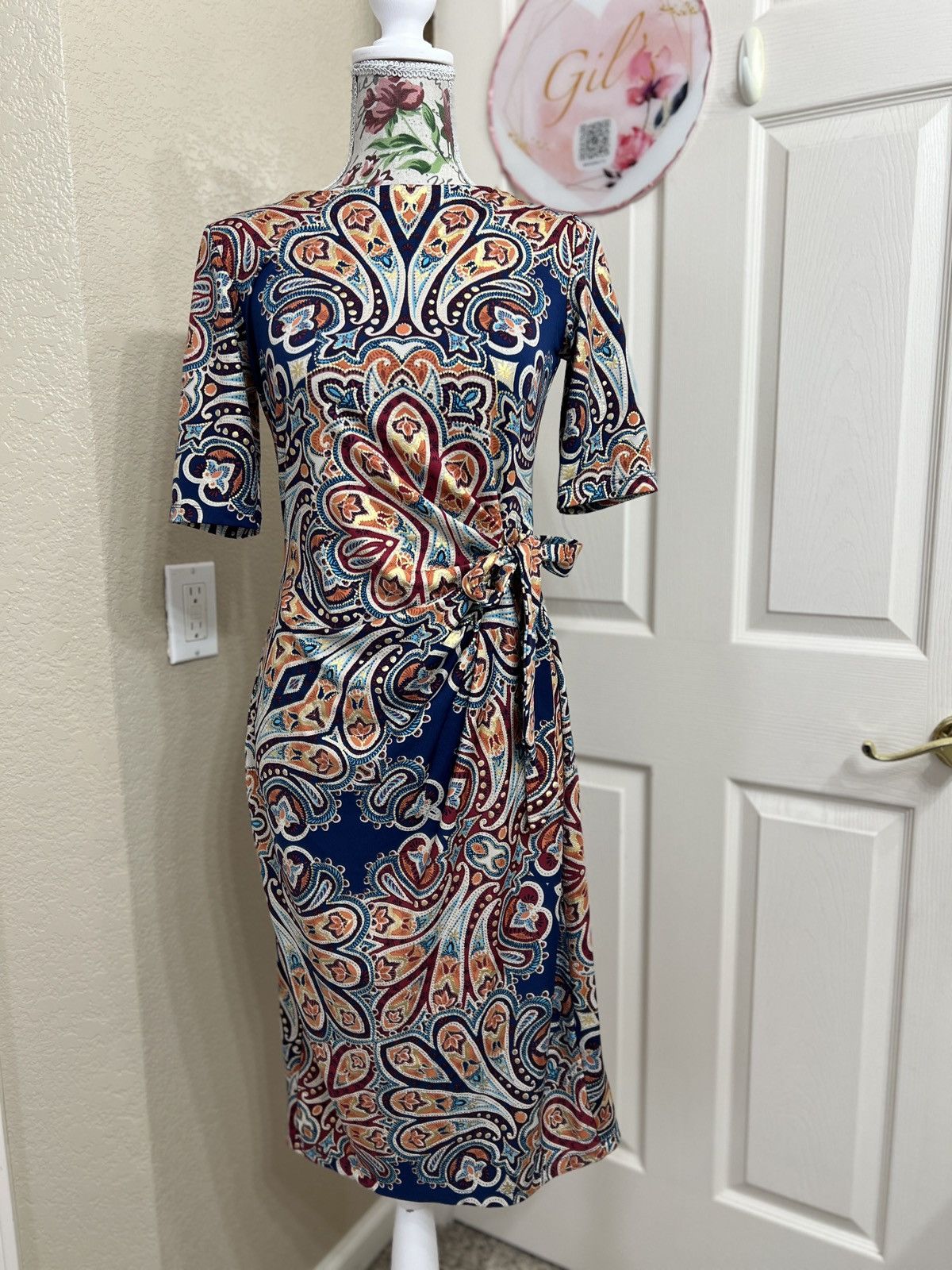Other Shelby & Palmer navy and orange paisley midi dress Size M / US 6-8 / IT 42-44 - 1 Thumbnail