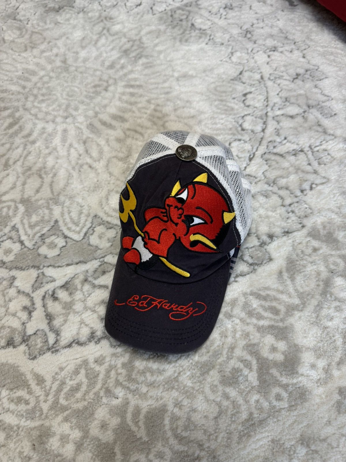 Christian Audigier × Ed Hardy Y2K Ed hardy sick tedman devil cap trucker hat black Size ONE SIZE - 4 Thumbnail