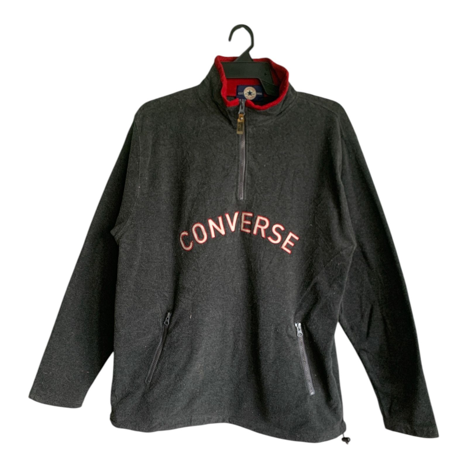 Converse × Vintage Rare Design Vintage Converse Half Zipper Fleece Sweater Size US M / EU 48-50 / 2 - 1 Thumbnail